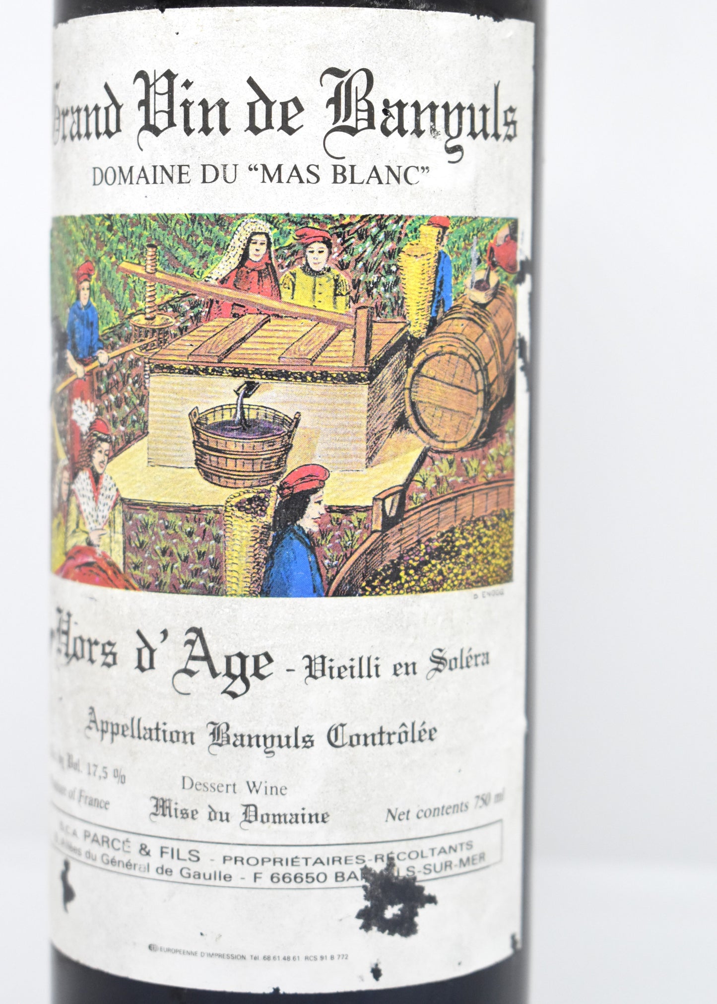 Domaine du Mas Blanc Banyuls non millésimé - Etiquette moyen âge