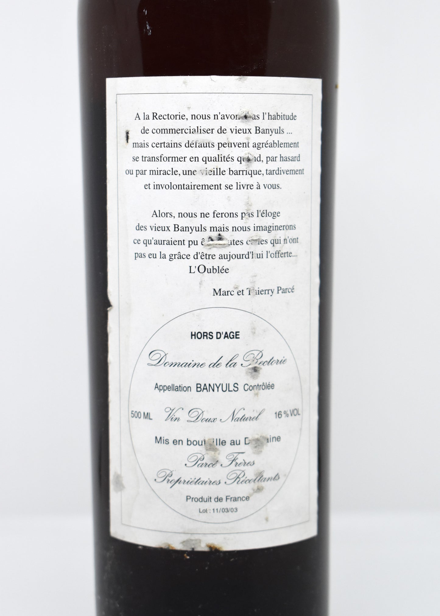 Domaine de la Rectorie Hors d’Âge 500 ml