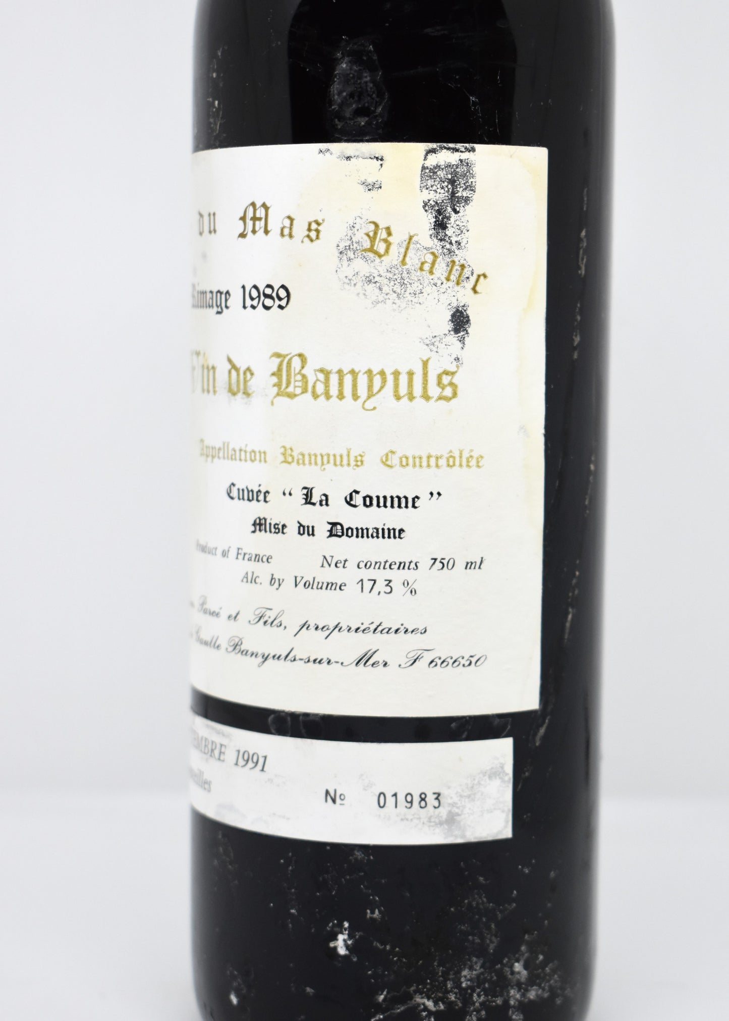 Vin doux naturel rouge 1989 cadeau anniversaire