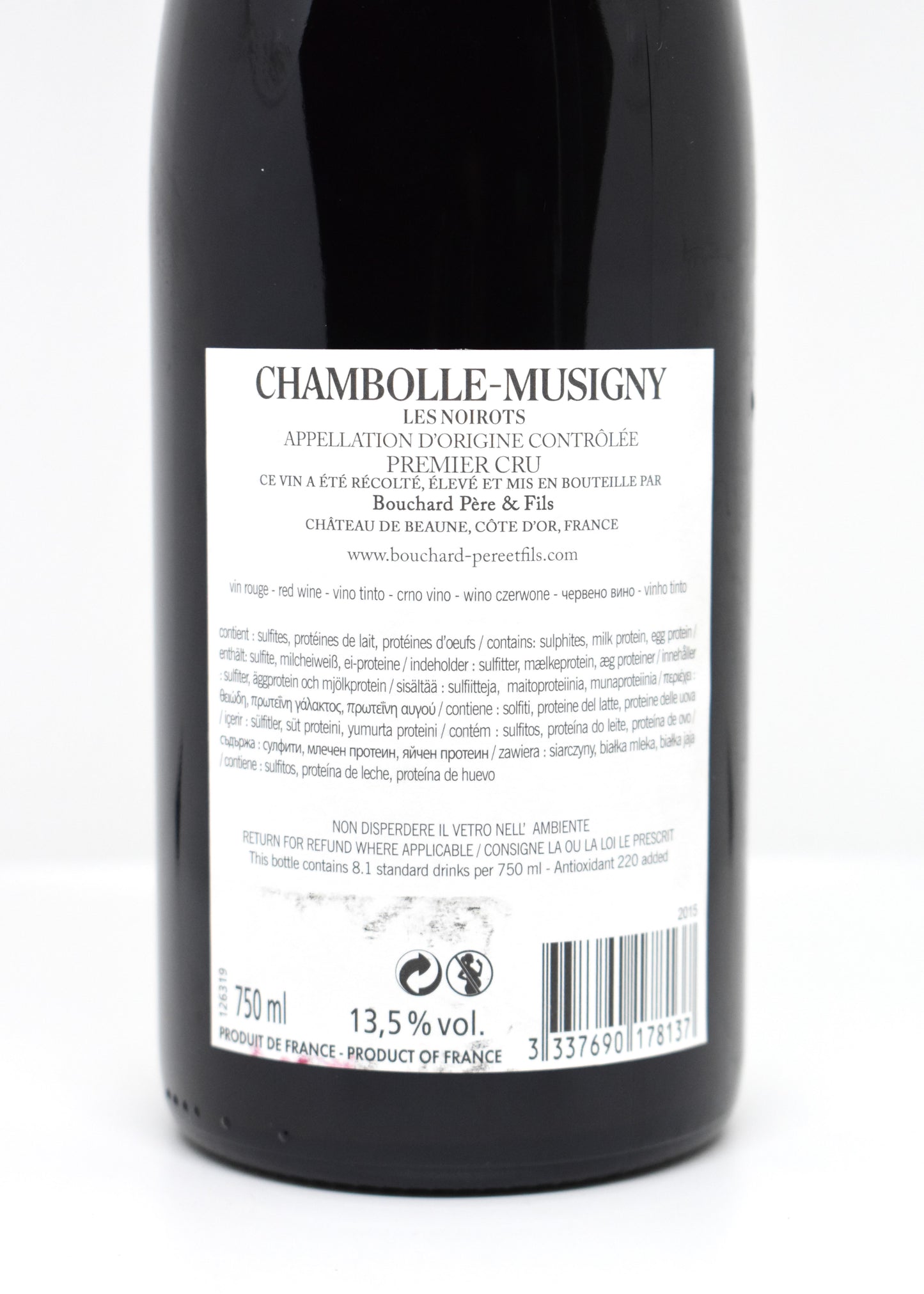 Vin d'investissement Bourgogne 2015 Chambolle-Musigny 1er Cru