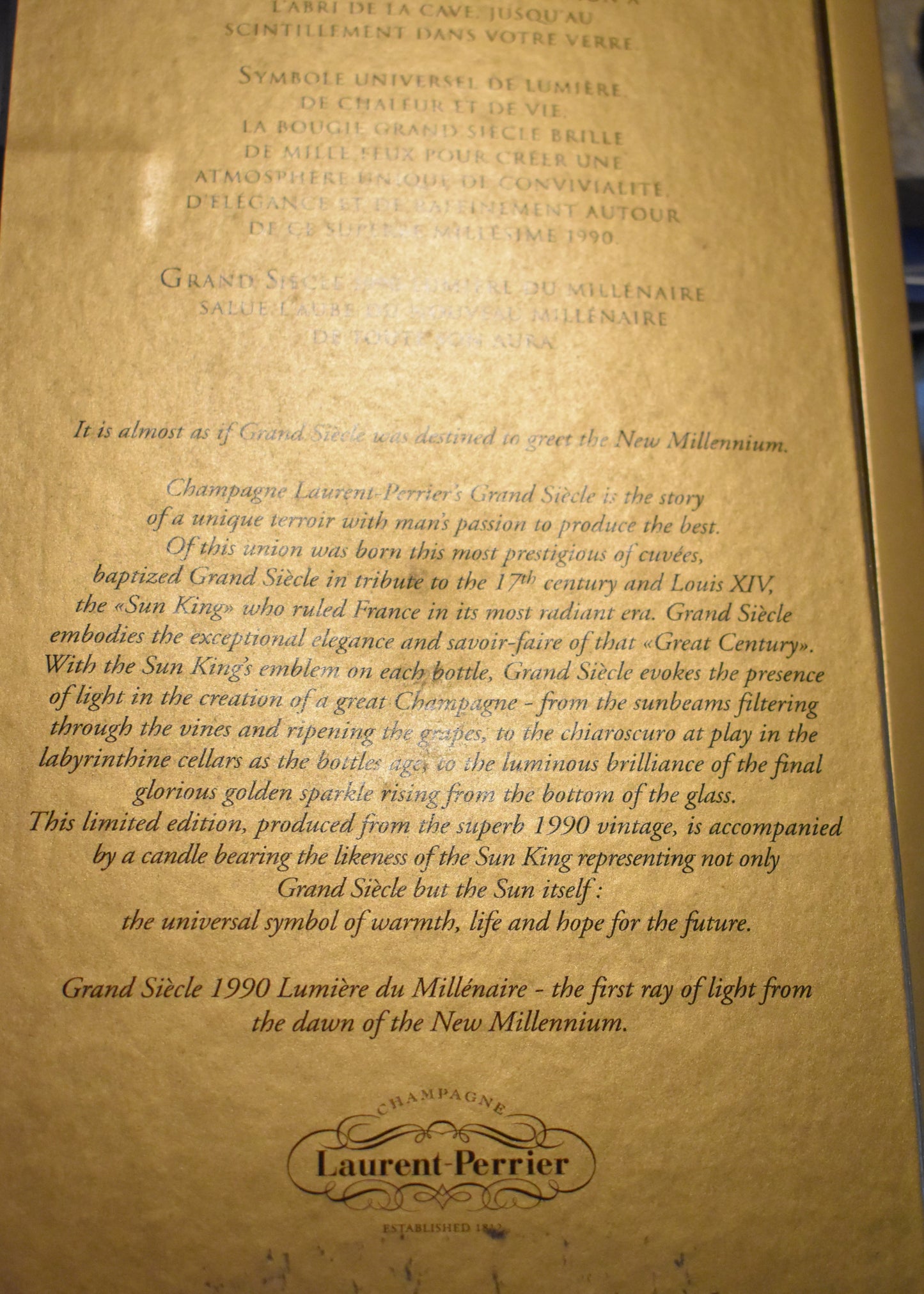 Champagne Grand Siècle 1990 - Lumière du millénaire - Coffret Laurent Perrier