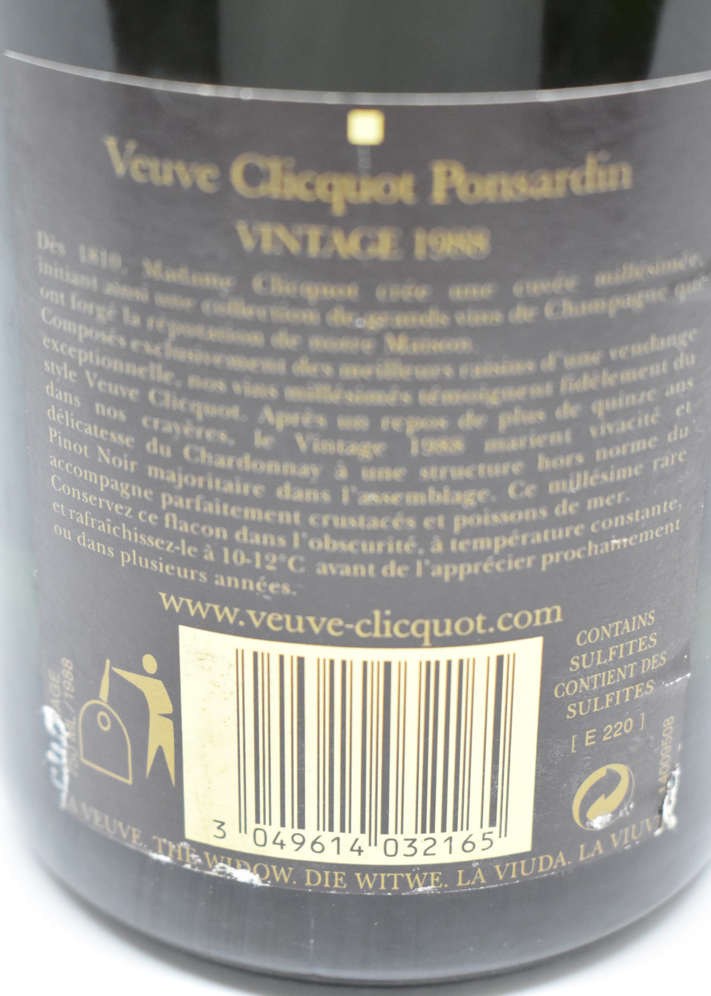 Vin effervescent rare Veuve Clicquot 1988