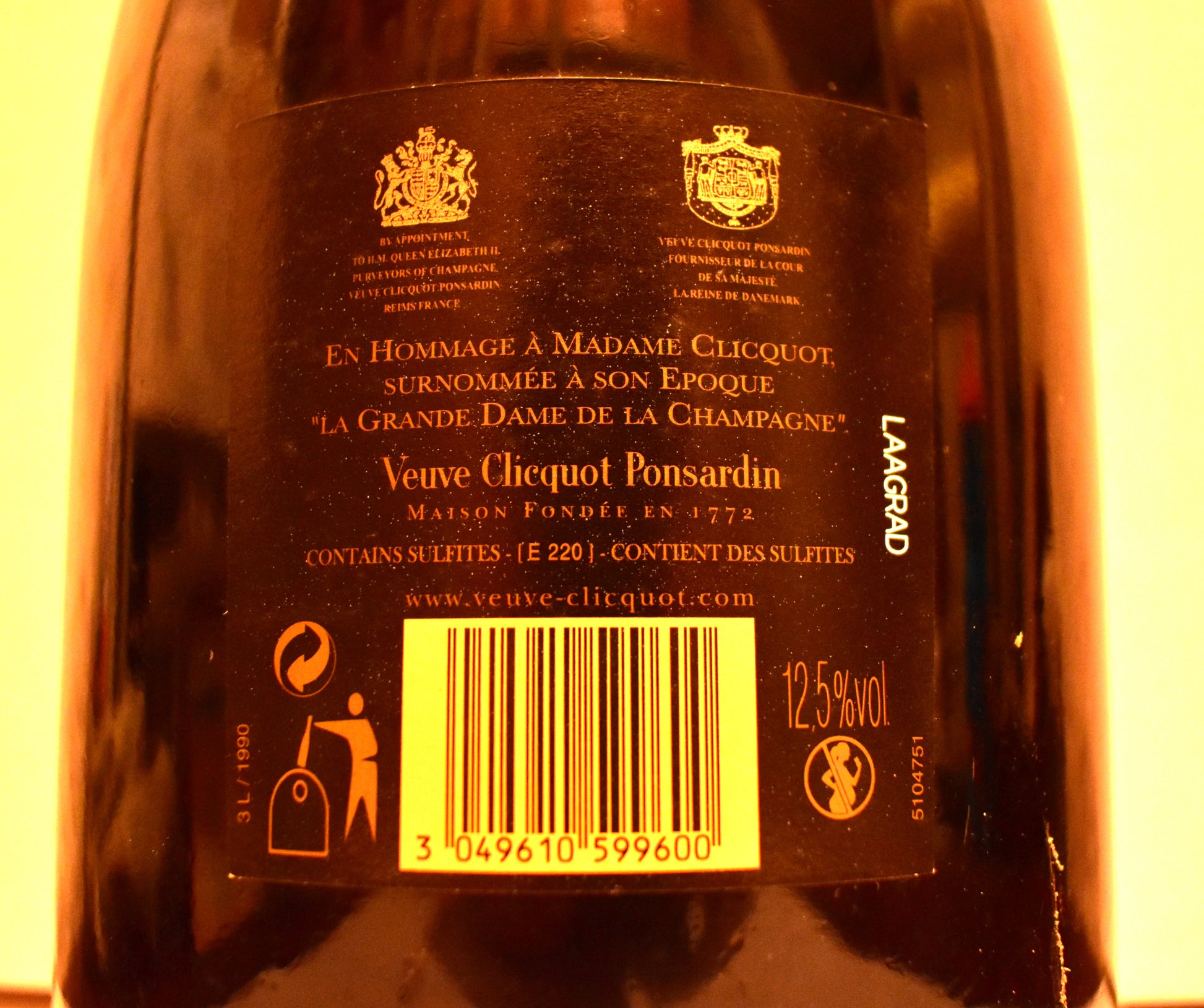 Commander Jeroboam 3L Champagne Veuve Clicquot 1990