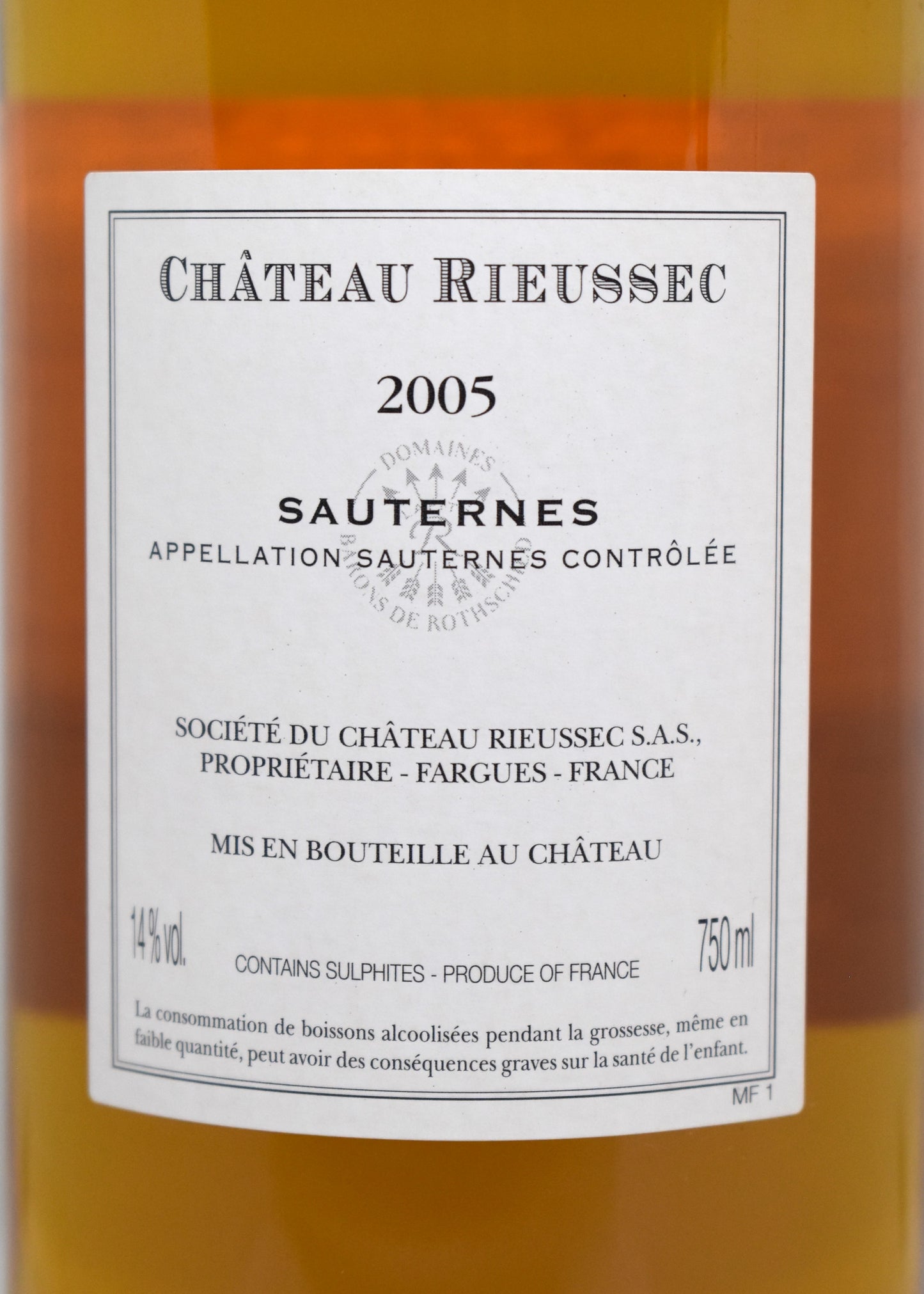 Château Rieussec 2005 - Sauternes meilleur prix