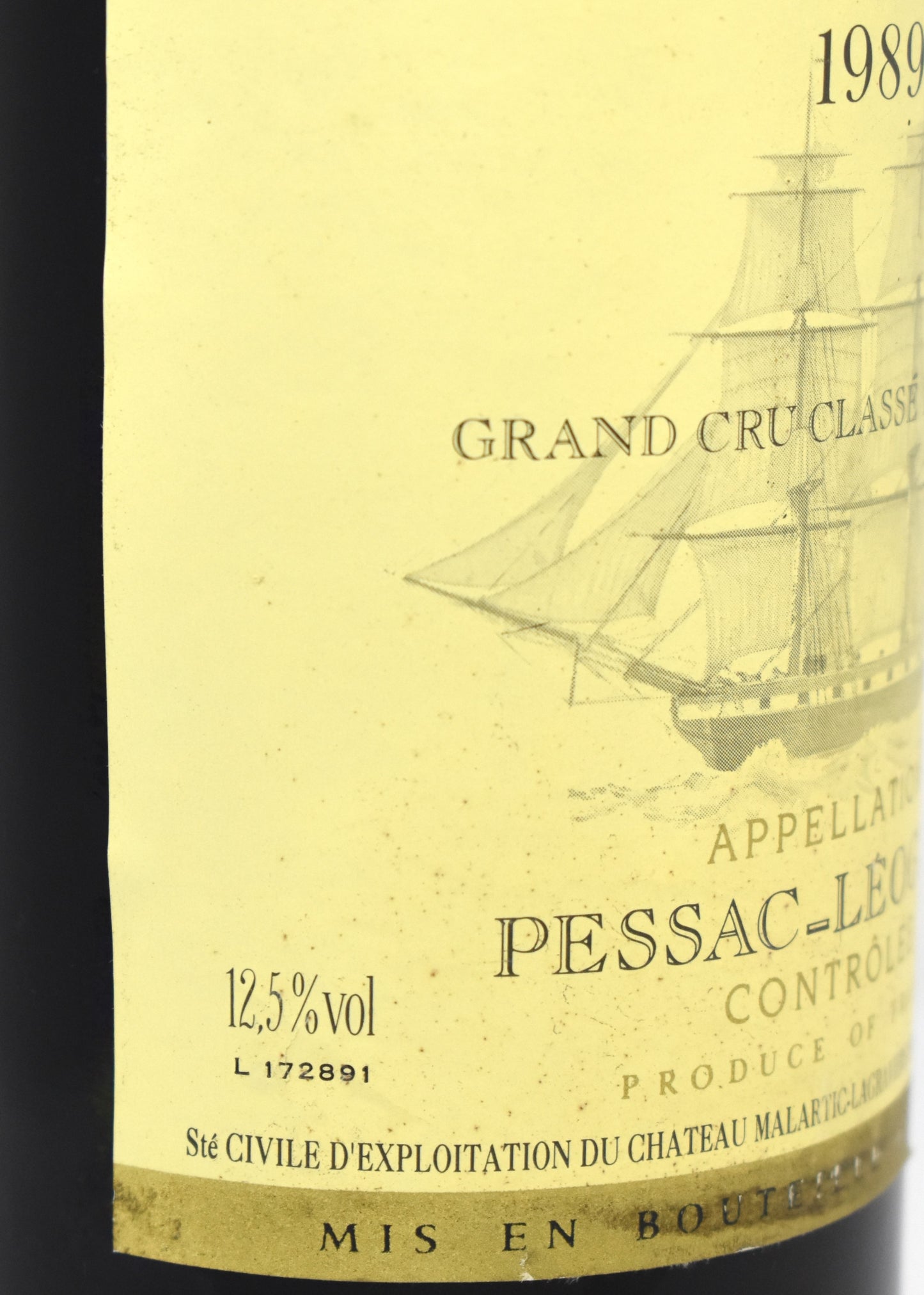 Bordeaux millésime 1989 Malartic-Lagravière