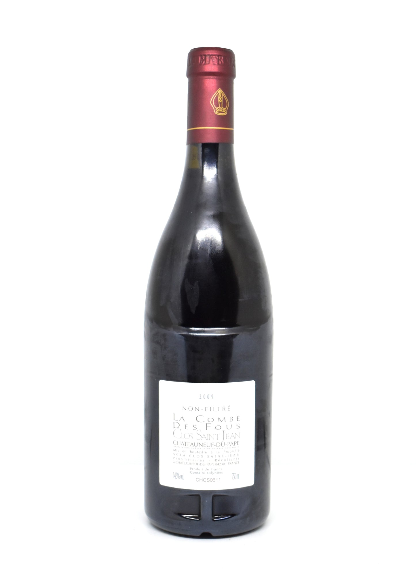 Niveau parfait goulot et capsule d origine scellée Châteauneuf du Pape La Combe des Fous 2009