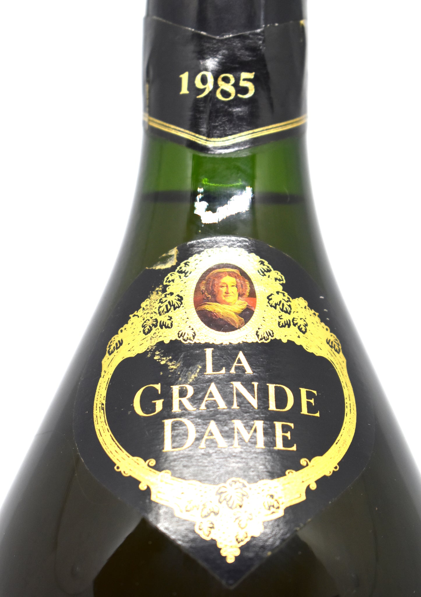 Champagne prestige pour dégustation, Veuve Clicquot La Grande Dame 1985, millésime recherché