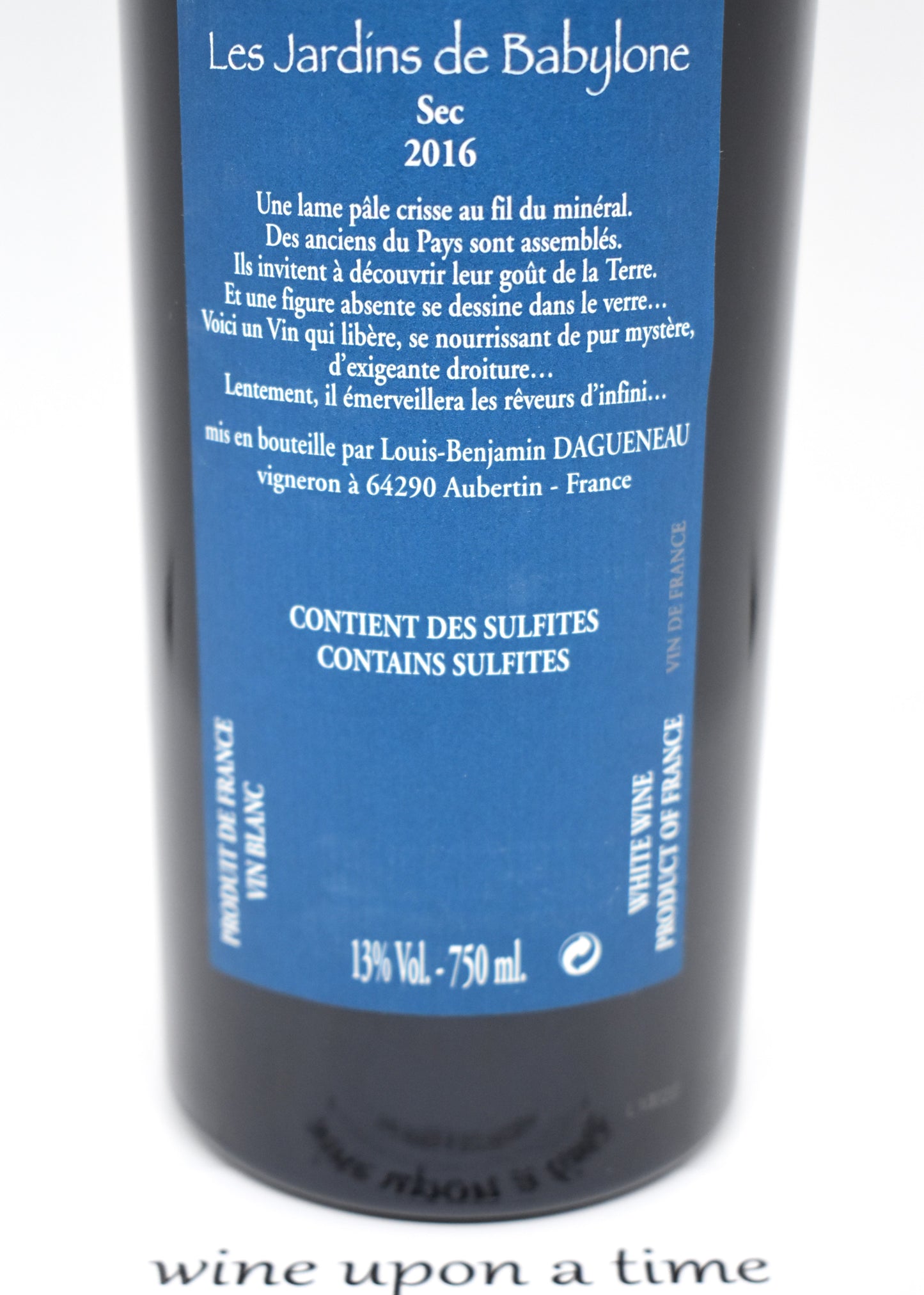 Les Jardins de Babylone Sec 2016, Dagueneau, achat Suisse Valais en main propre, qualité cave