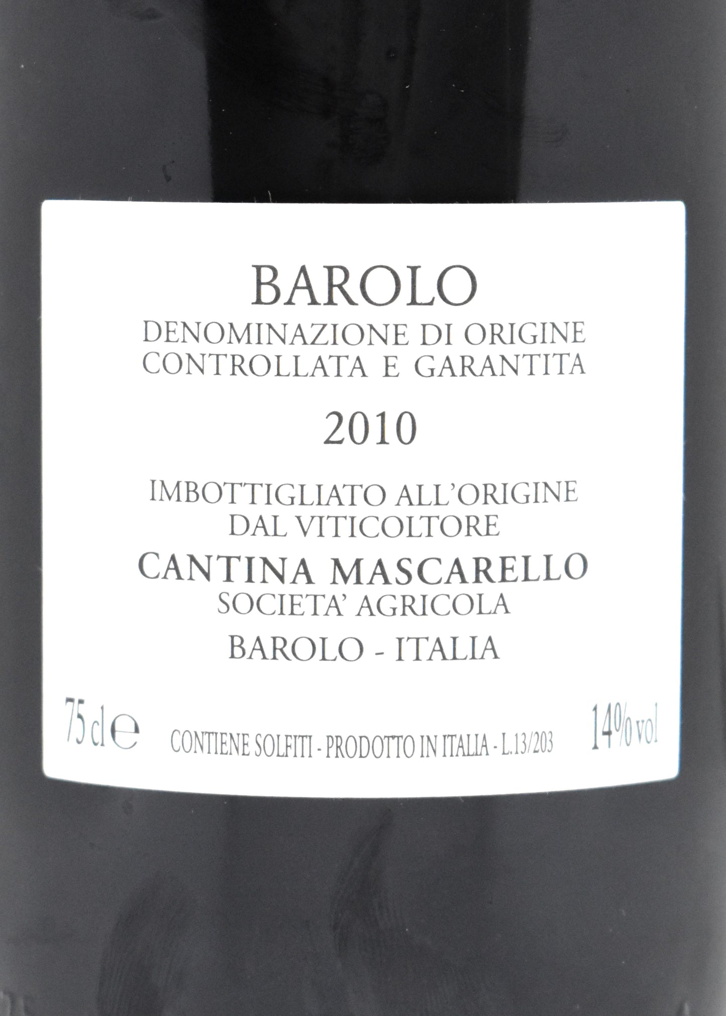 Flacon d anthologie Nebbiolo assemblage traditionnel Cannubi Rocche acheter une bouteille de Barolo 2010 Bartolo Mascarello