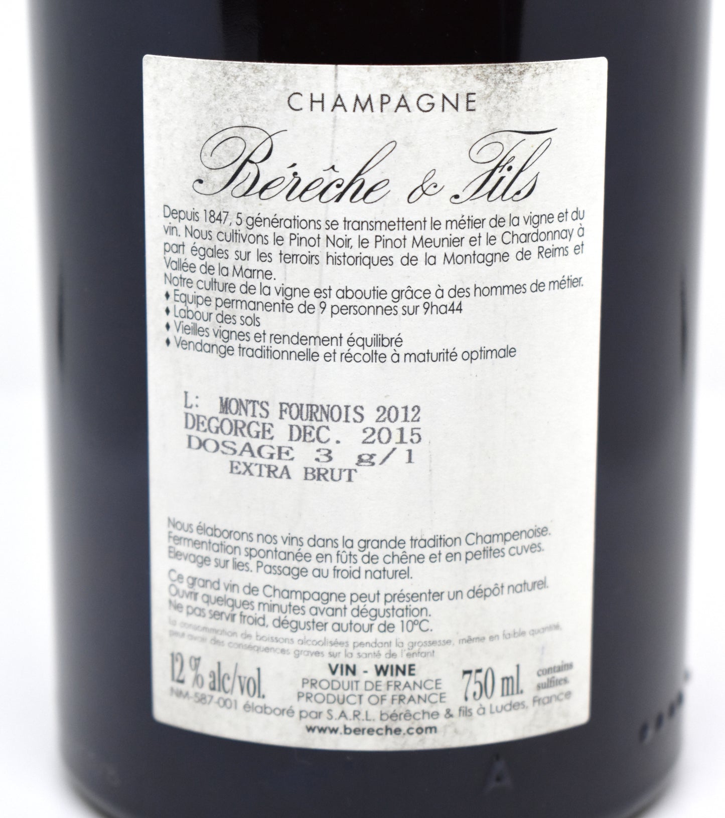 Bérêche et Fils "Les Monts Fournois" 2012 - Premier Cru Extra Brut Millesime