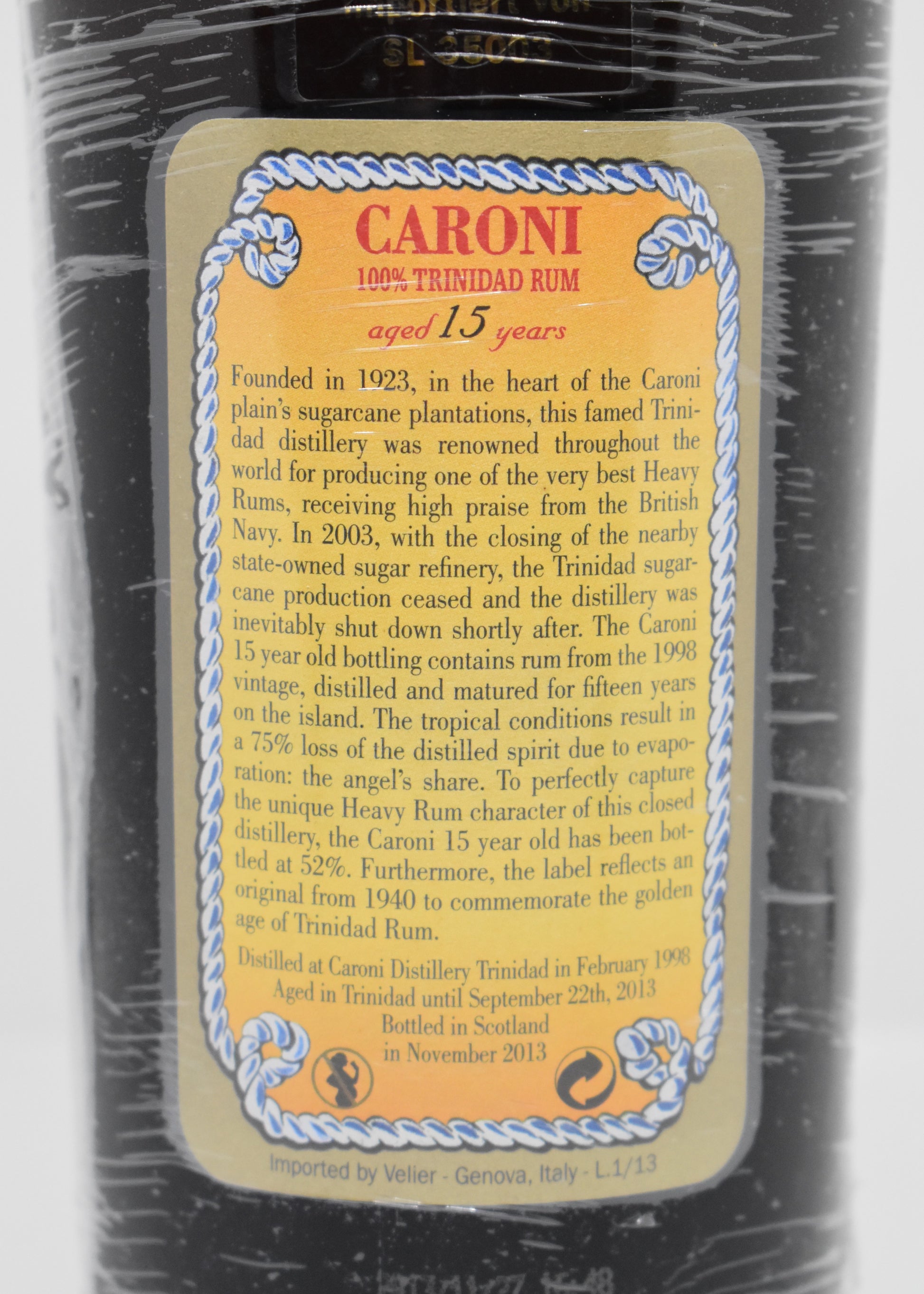Caroni 15 ans étiquette