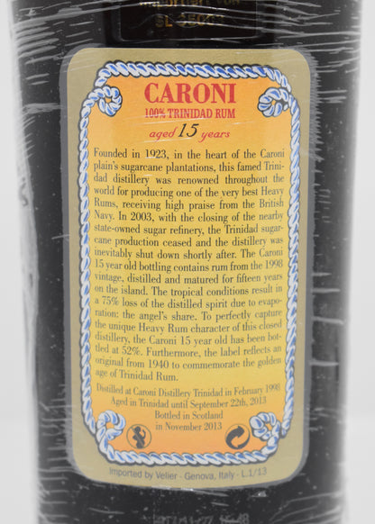 Caroni 15 ans étiquette
