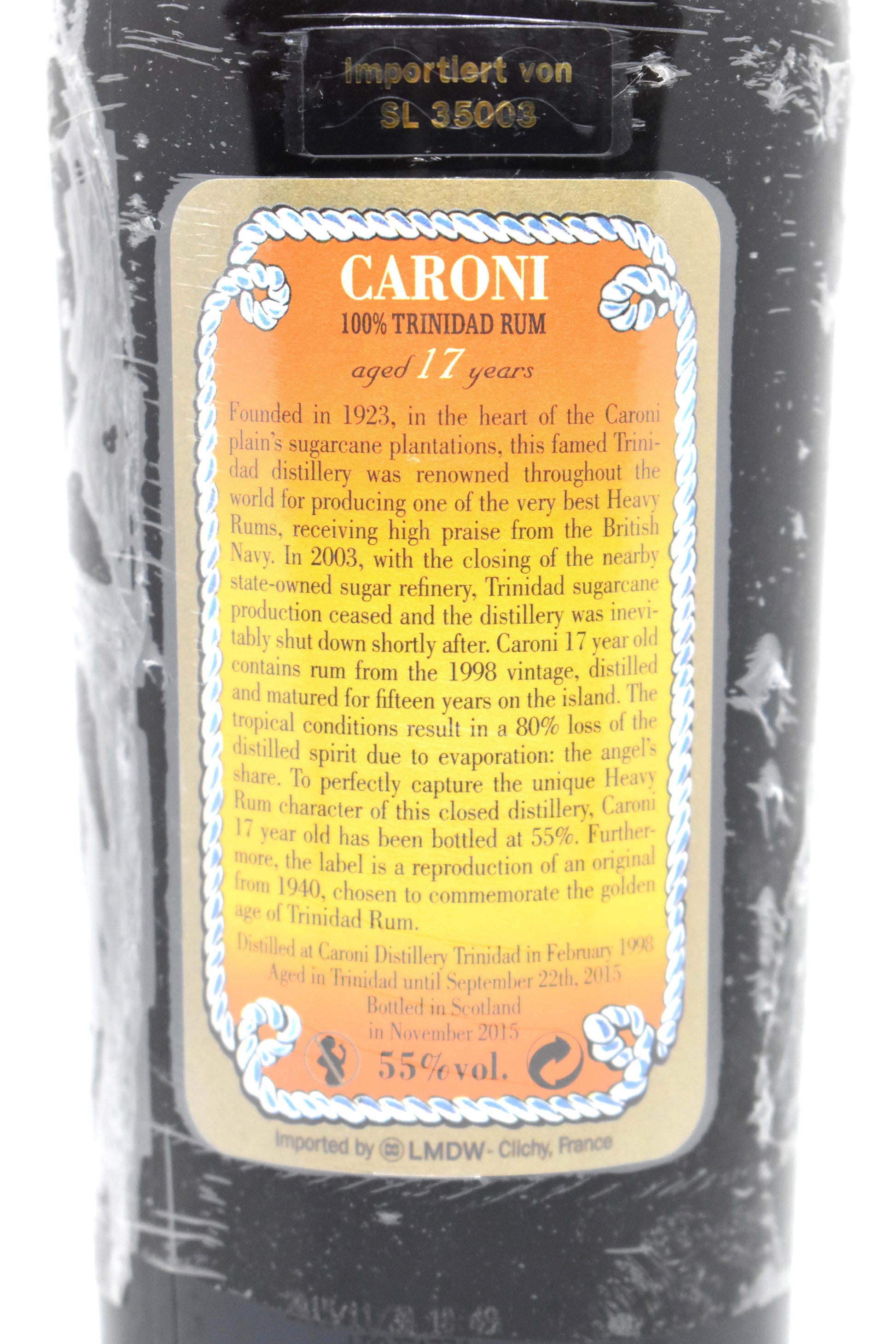 Contre-étiquette Caroni 17 years Velier
