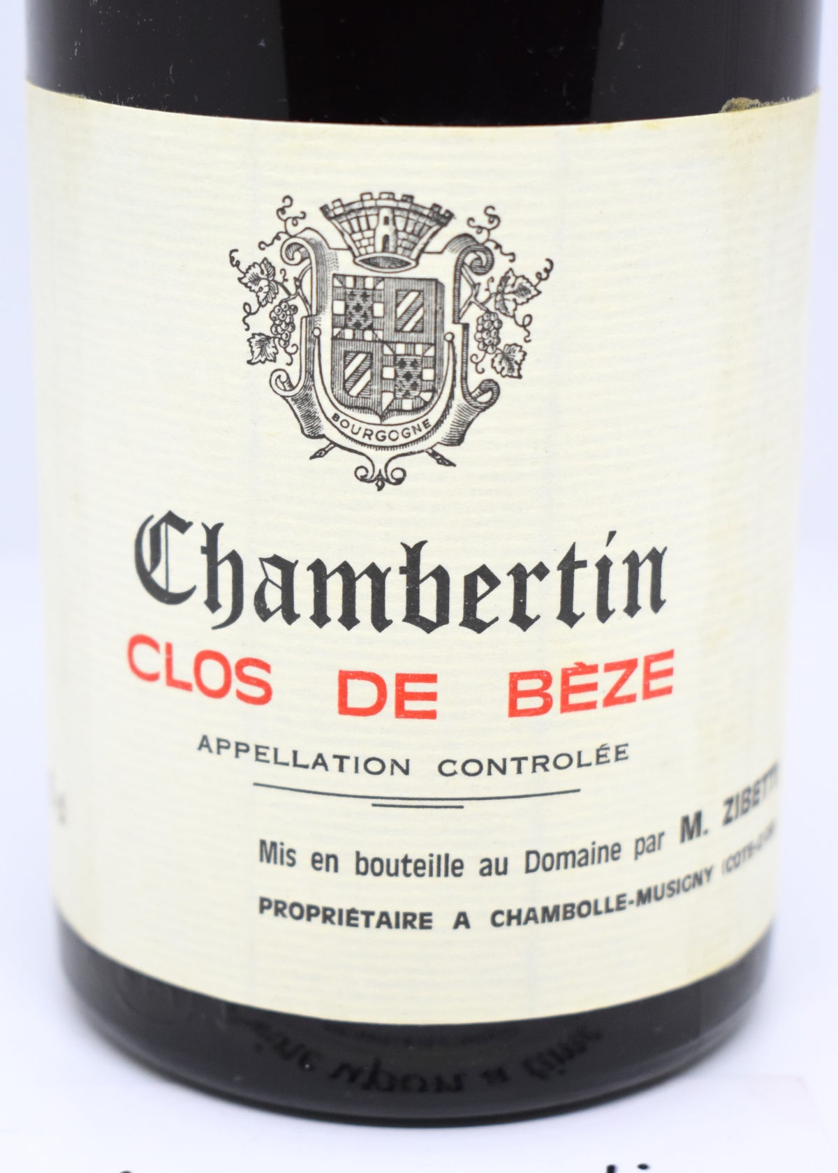 Rare collectible wine bottle 1983 Chambertin Clos de Beze Grand Cru Zibetti