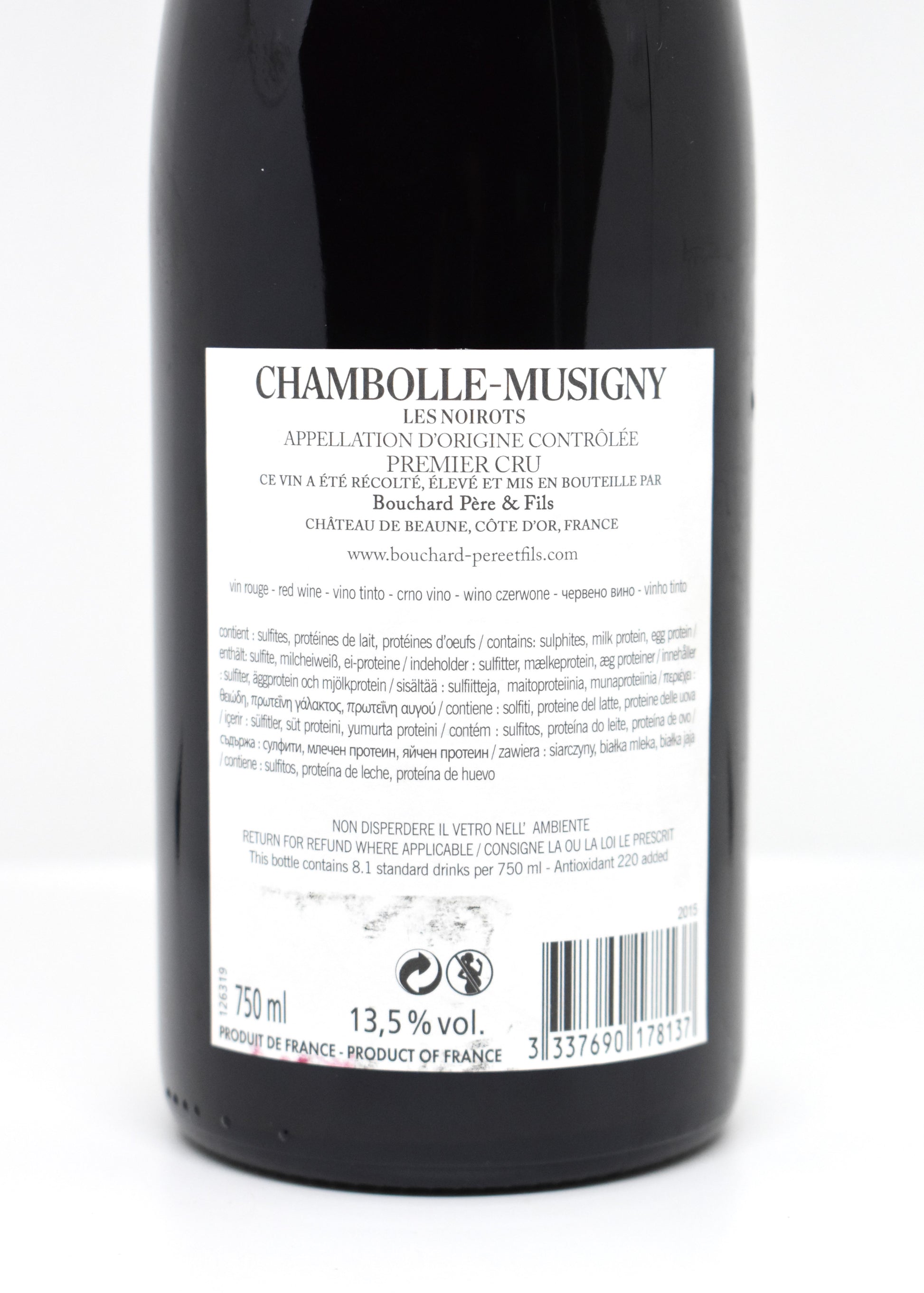 Vin d'investissement Bourgogne 2015 Chambolle-Musigny 1er Cru