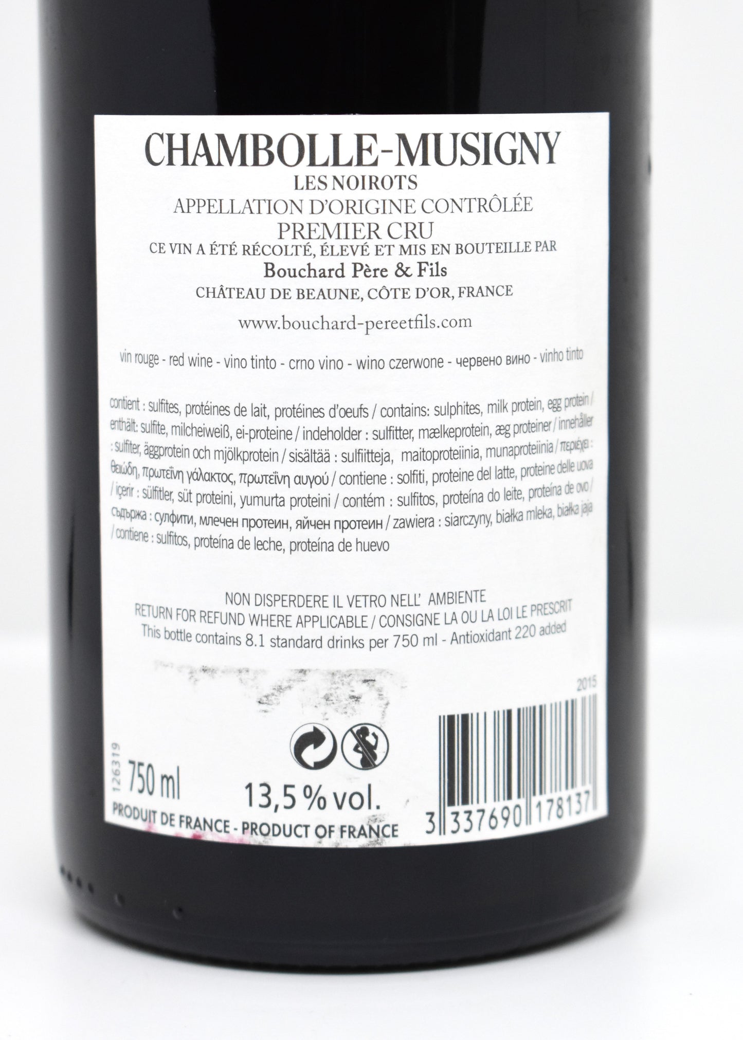 Grand vin Bouchard Père & Fils 2015 Chambolle-Musigny Pinot Noir