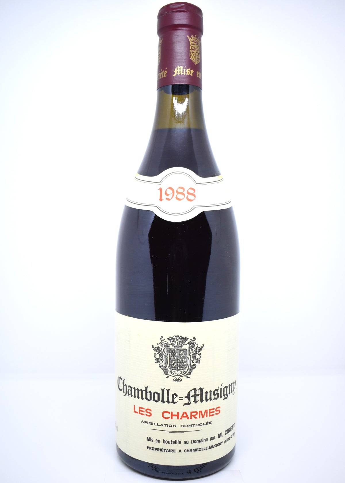 Chambolle Musigny 1er Cru Les Charmes 1988 Domaine Zibetti bottle rare Burgundy wine