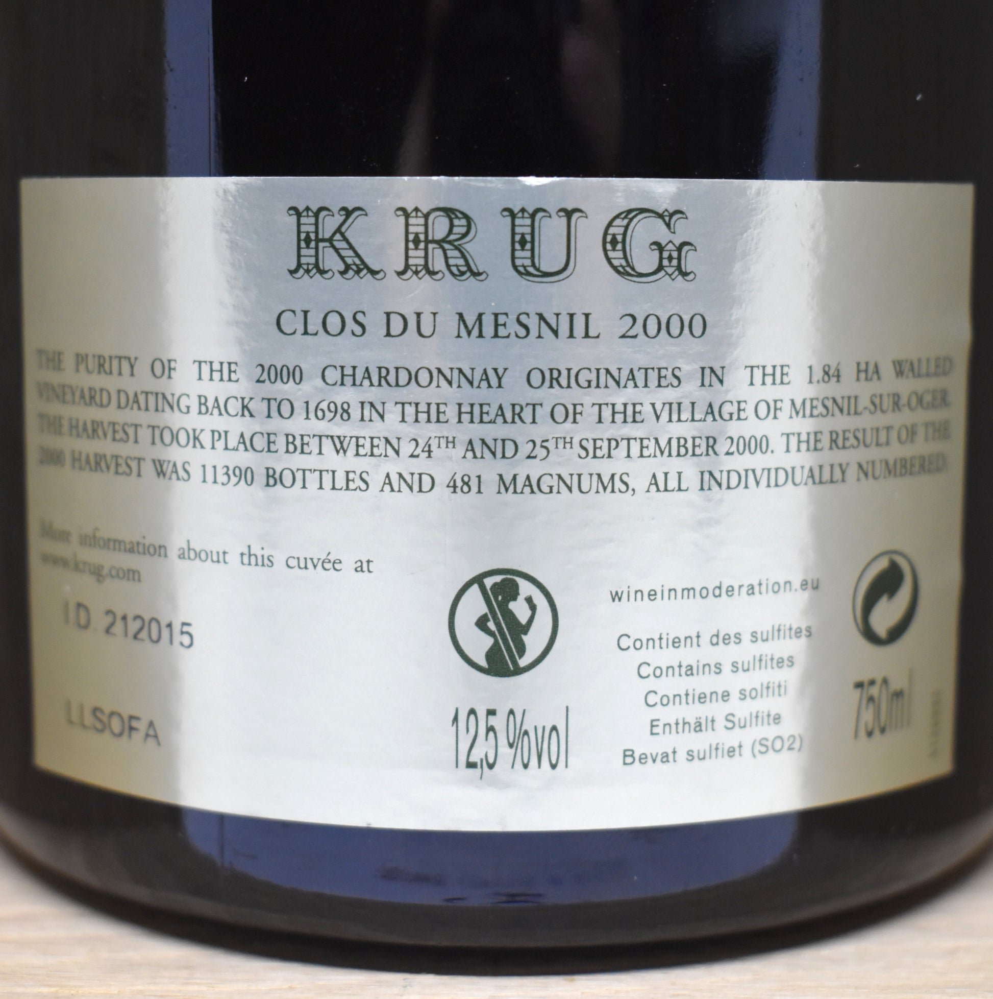 Commander Le plus cher des Champagne de 2000 - Krug Clos du Mesnil