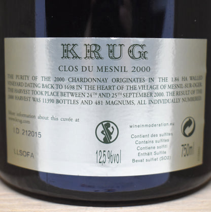 Commander Le plus cher des Champagne de 2000 - Krug Clos du Mesnil