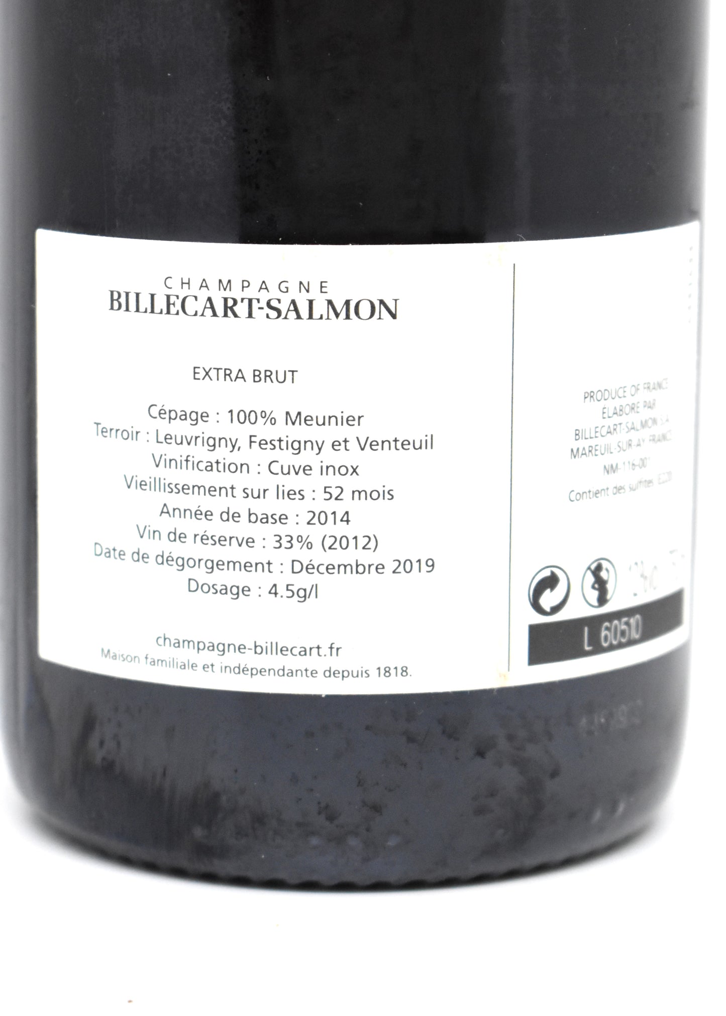 Billecart-Salmon Rendez-Vous N°1 2014 - Vue rapprochée du goulot et de la capsule d'origine