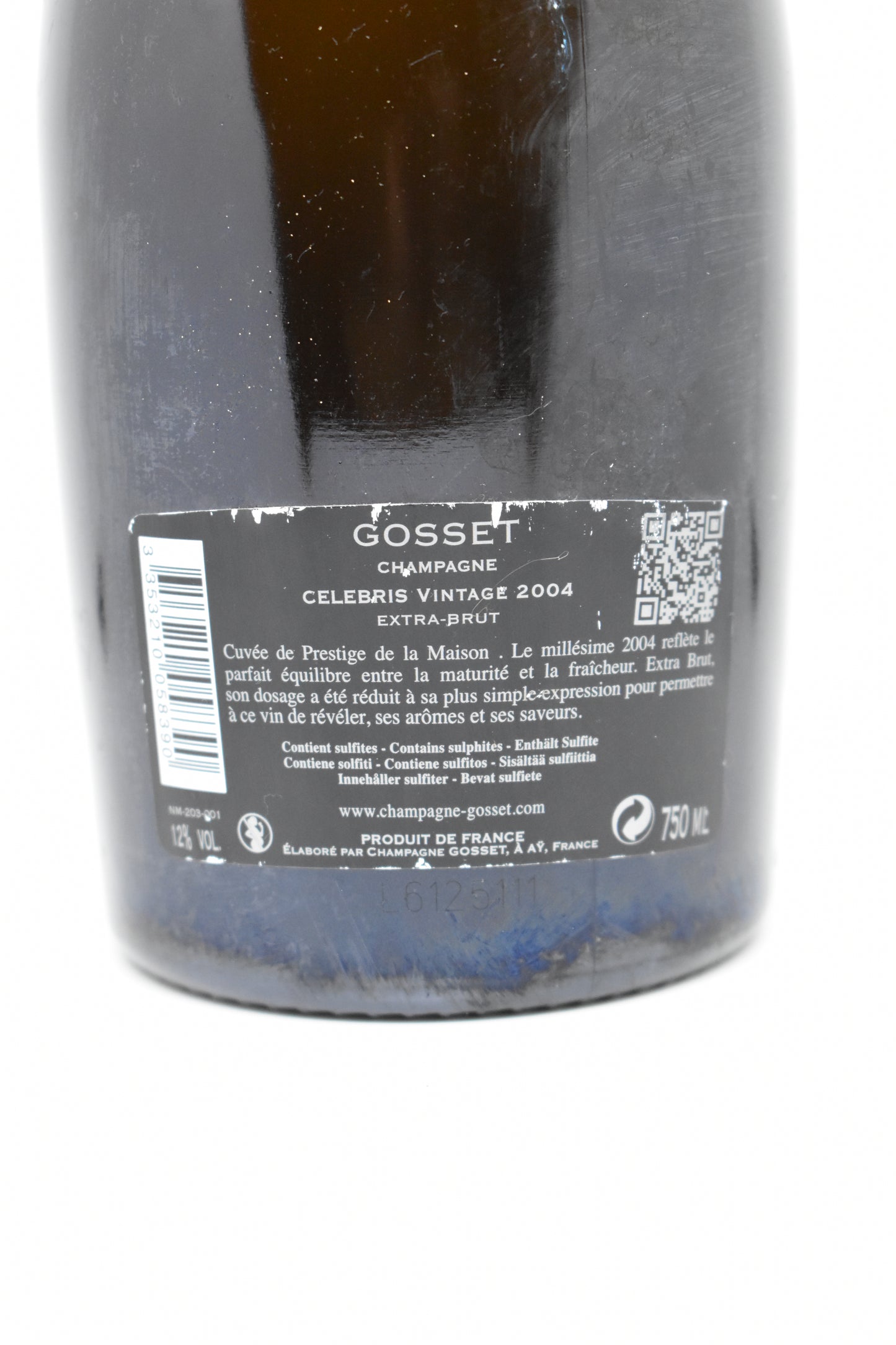 Gosset Célébris 2004 - Preuve d'authenticité de l'étiquette et du niveau