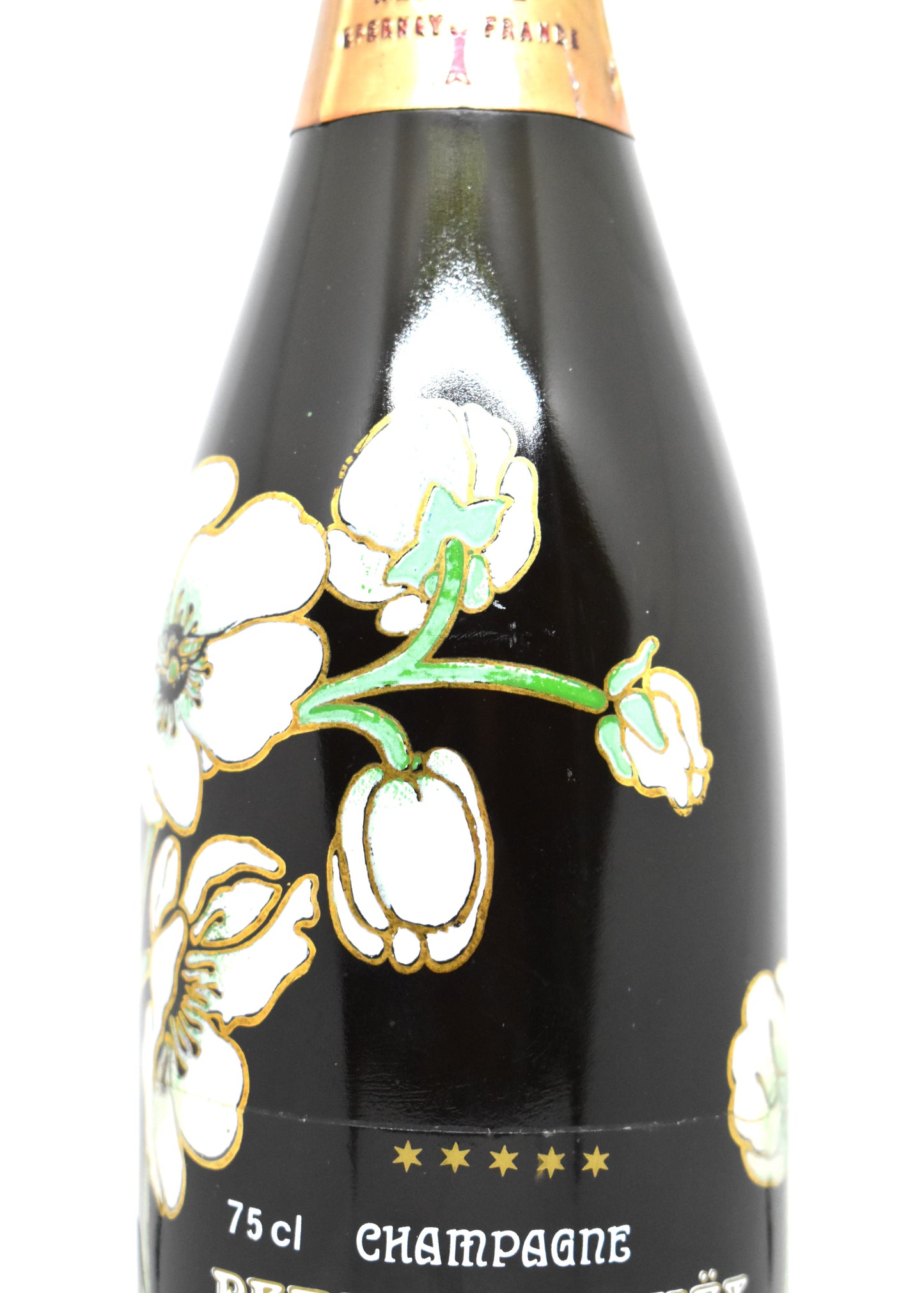 Bouteille Perrier-Jouët 1975 niveau parfait dans la coiffe pas de coulure