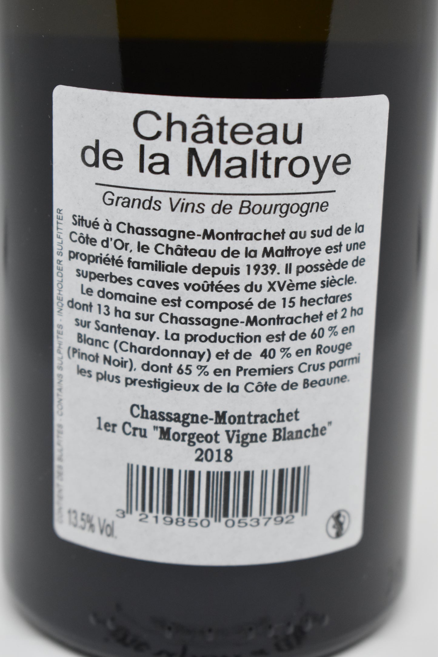 Chassagne-Montrachet 2018 - 1er cru "Morgeot Vigne Blanche" - Château de la Maltroye