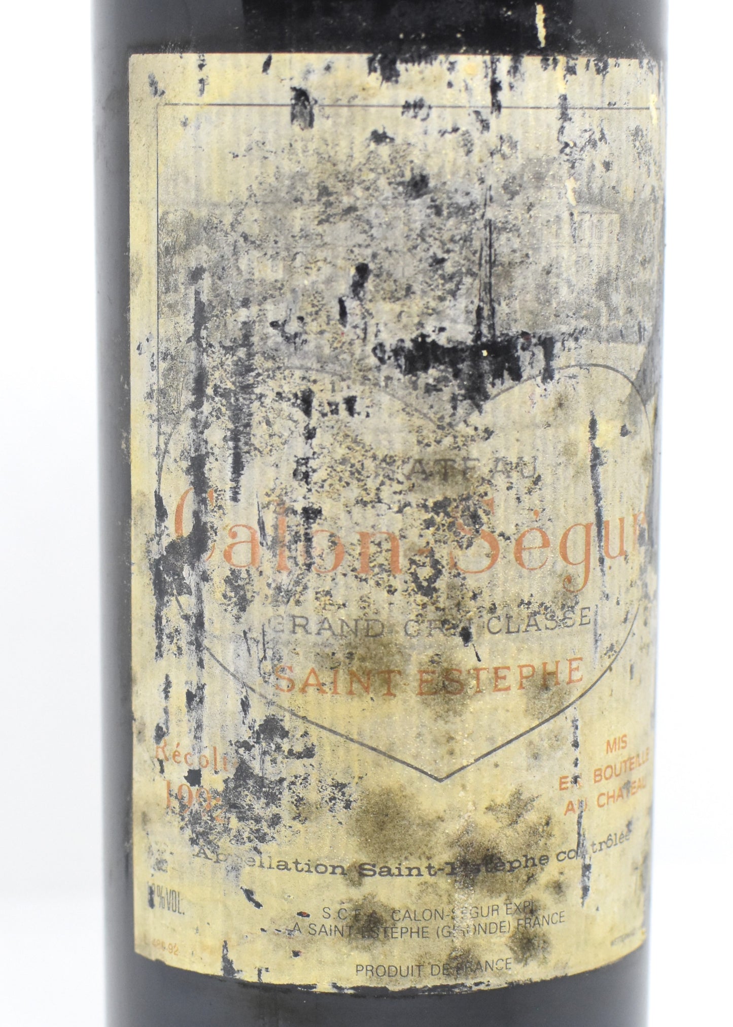 Bouteille Calon-Ségur niveau parfait étiquette usée