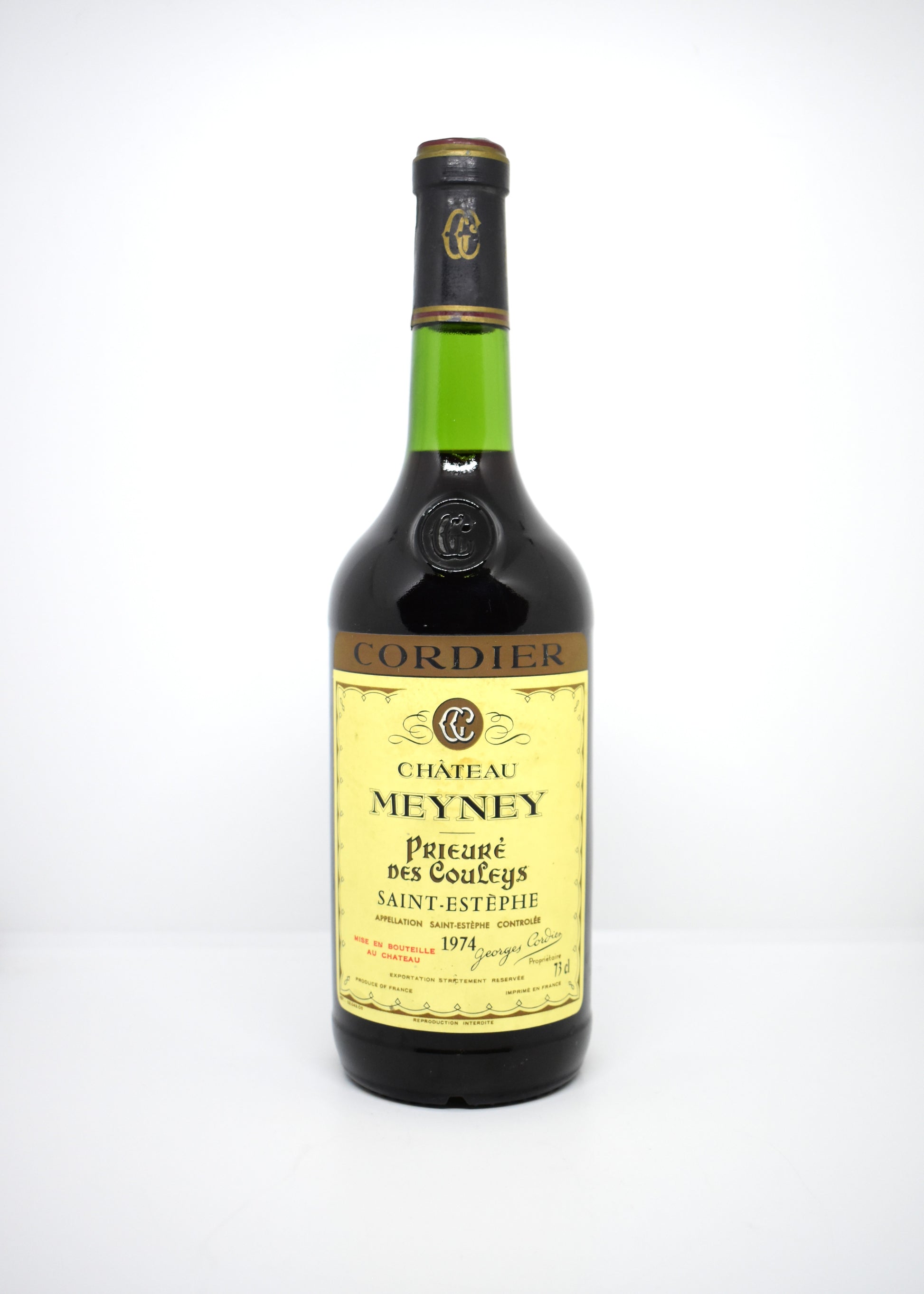 Chateau Meyney 1974 old format bottle - Collectible mature Bordeaux wine gift