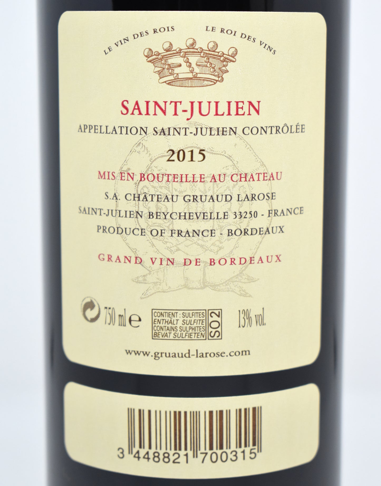 Commander vin rouge Bordeaux Saint-Julien 2015