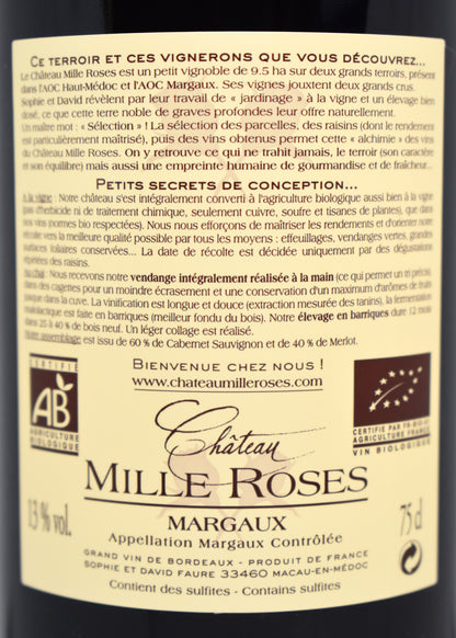 Acheter un Rouge Biologique de Bordeaux - Mille Roses 2013 - Margaux