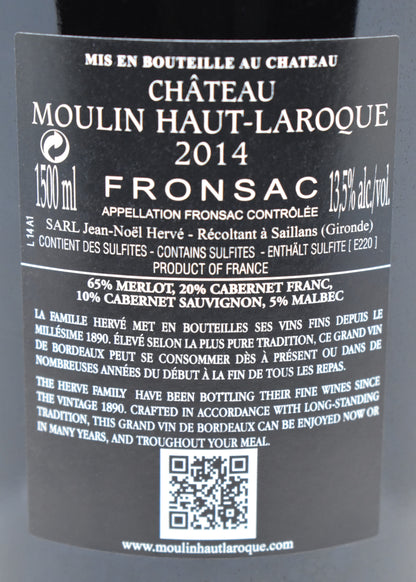 Vin rouge grand format à petit prix parfait pour grande tablée - Fronsac 2014