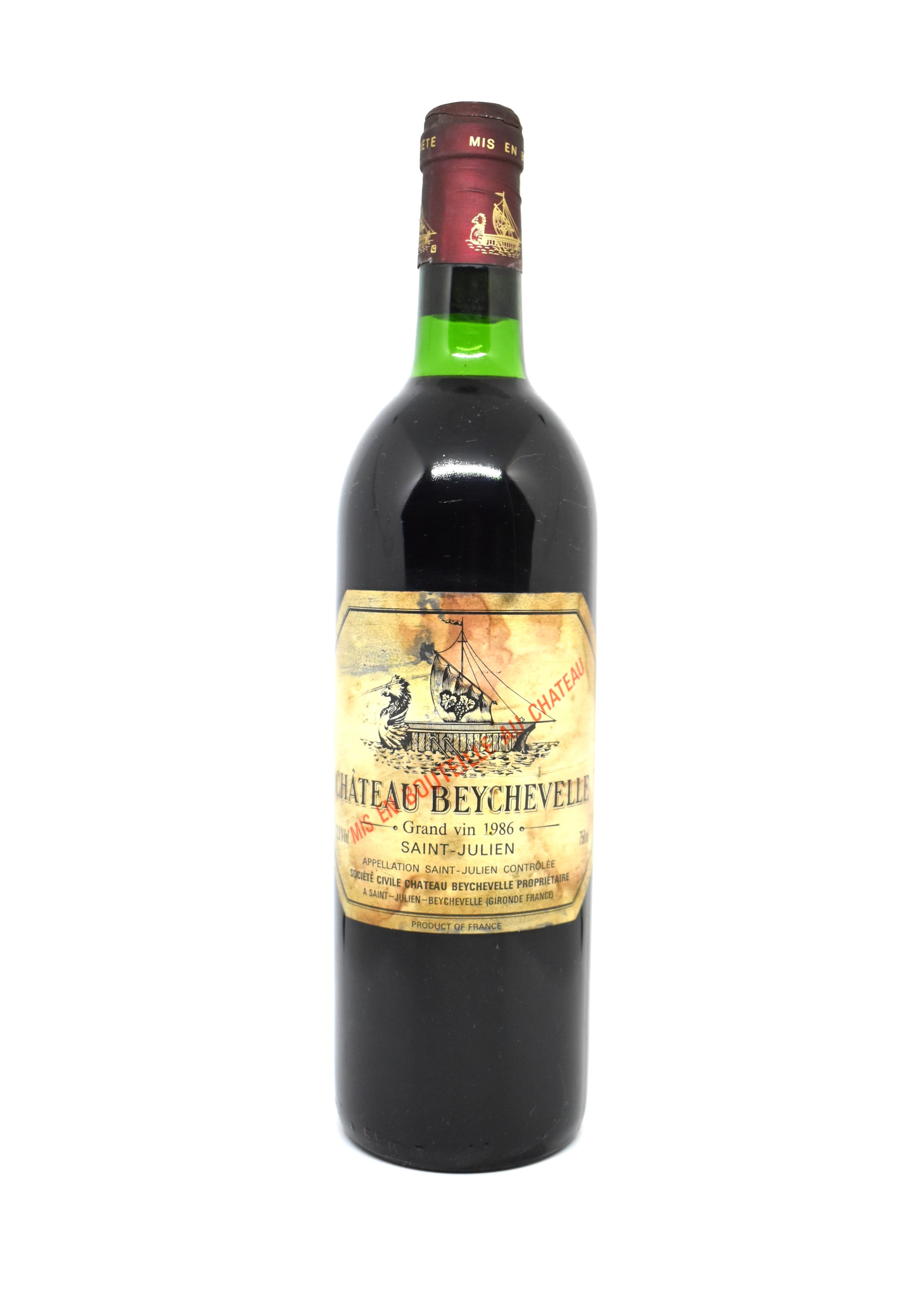 Bouteille Château Beychevelle millésime 1986 - Grand Cru Classé Saint-Julien Bordeaux