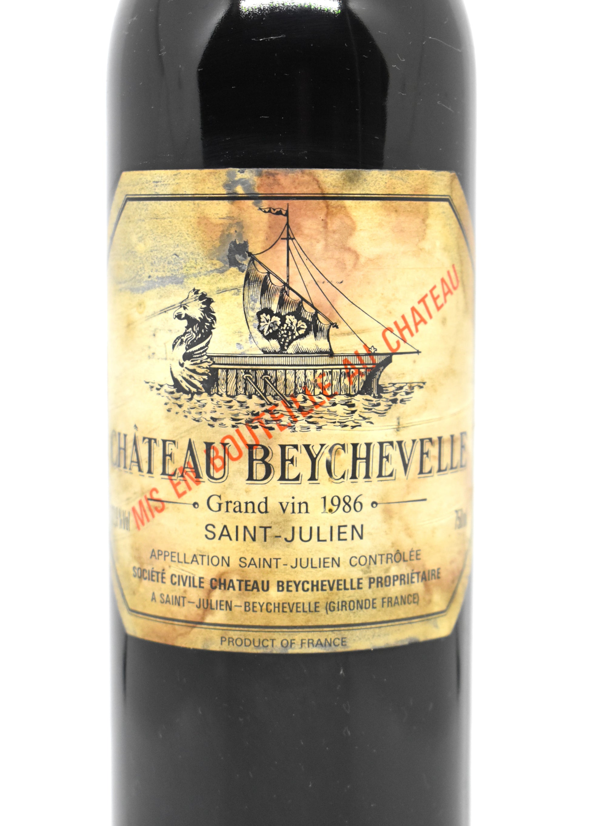 Chateau Beychevelle 1986 stained label condition - Aged fine bordeaux tasting