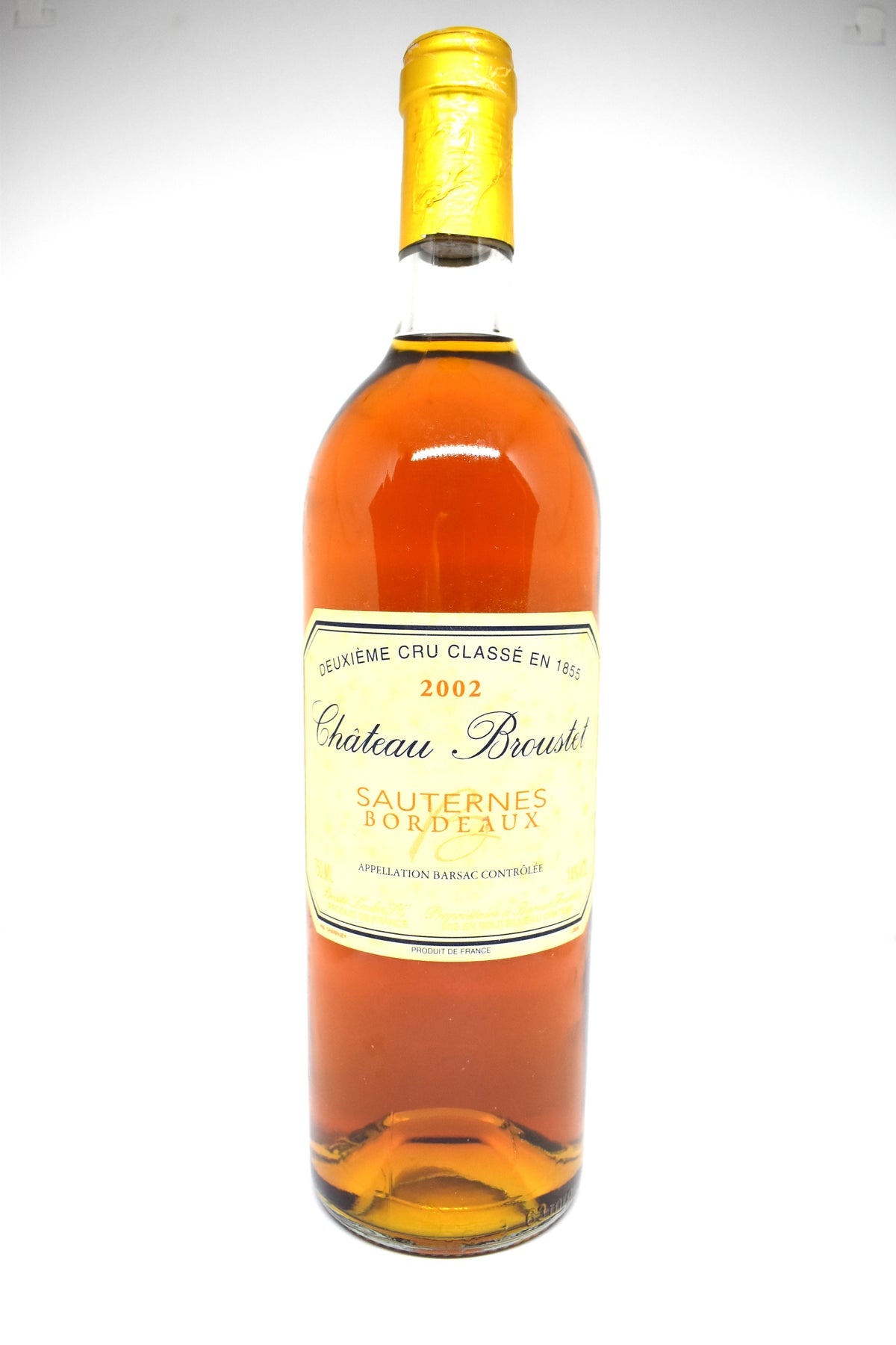 Idée cadeau vin de naissance ou d'anniversaire pour fêter l'année 2002 : Château Broustet Sauternes