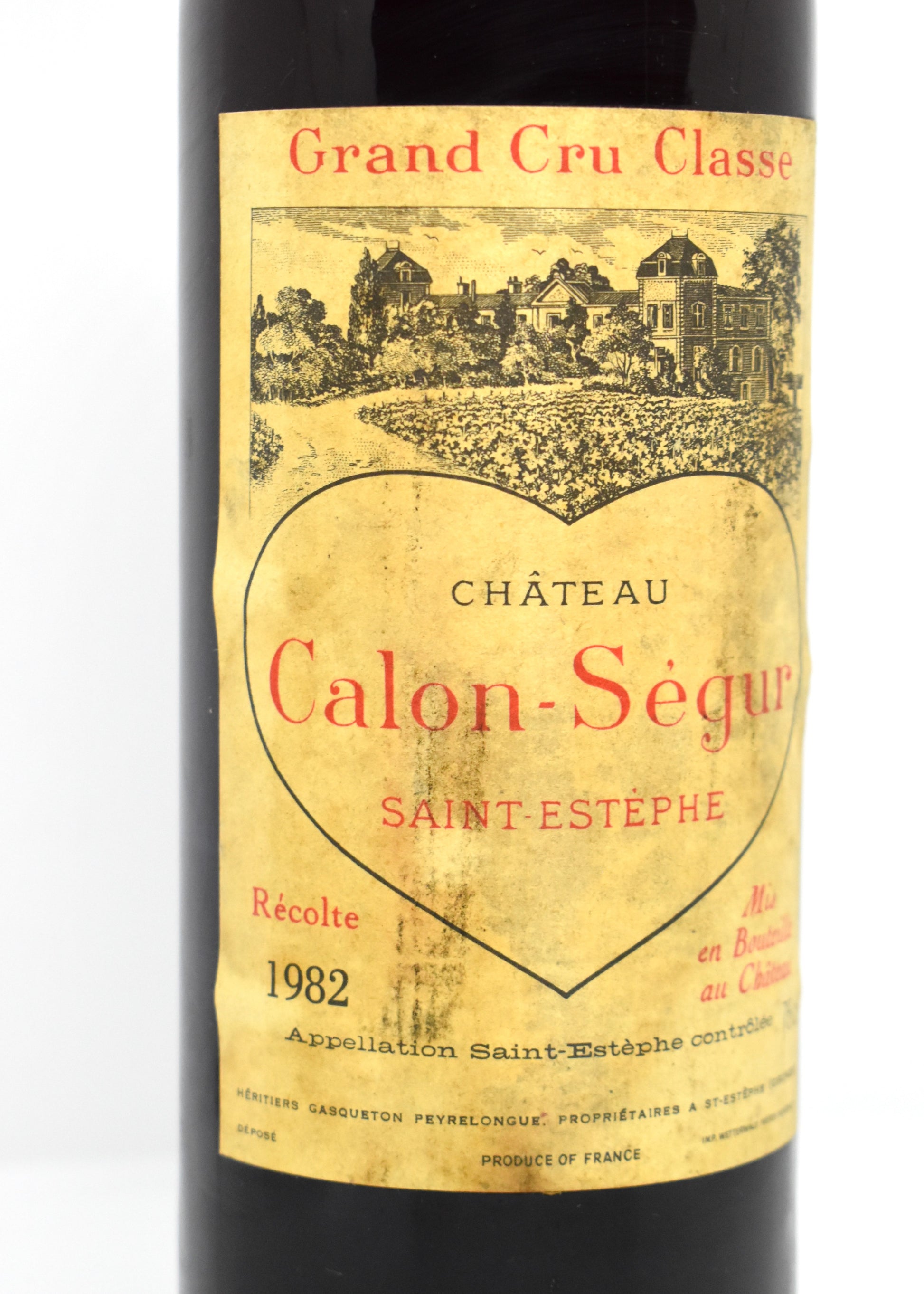 Calon Ségur 1982 - Vue rapprochée du goulot et de la capsule d'origine