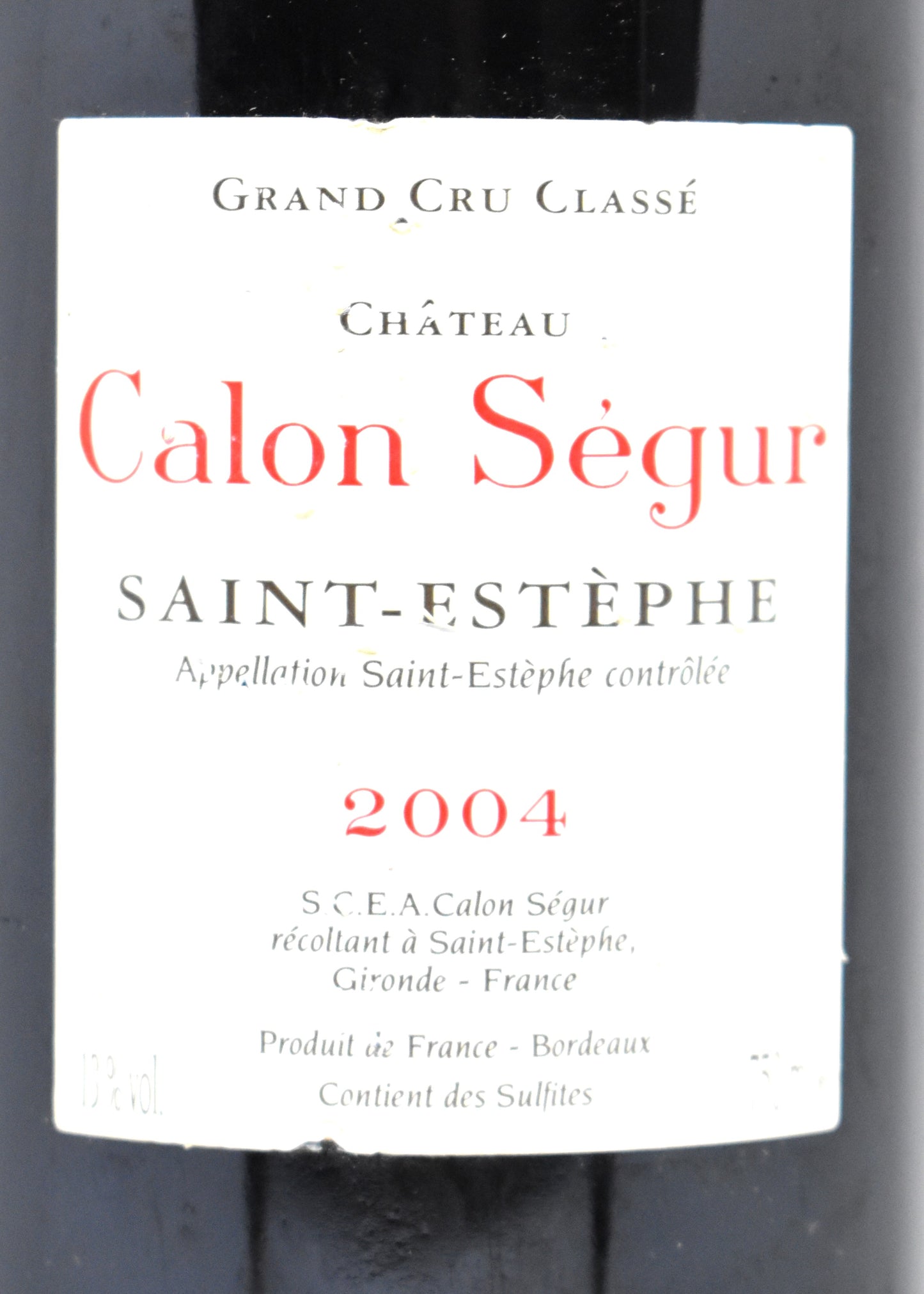 Offrir le vin au cœur millésime 2004 en Valais ou en Suisse Calon Ségur livraison rapide