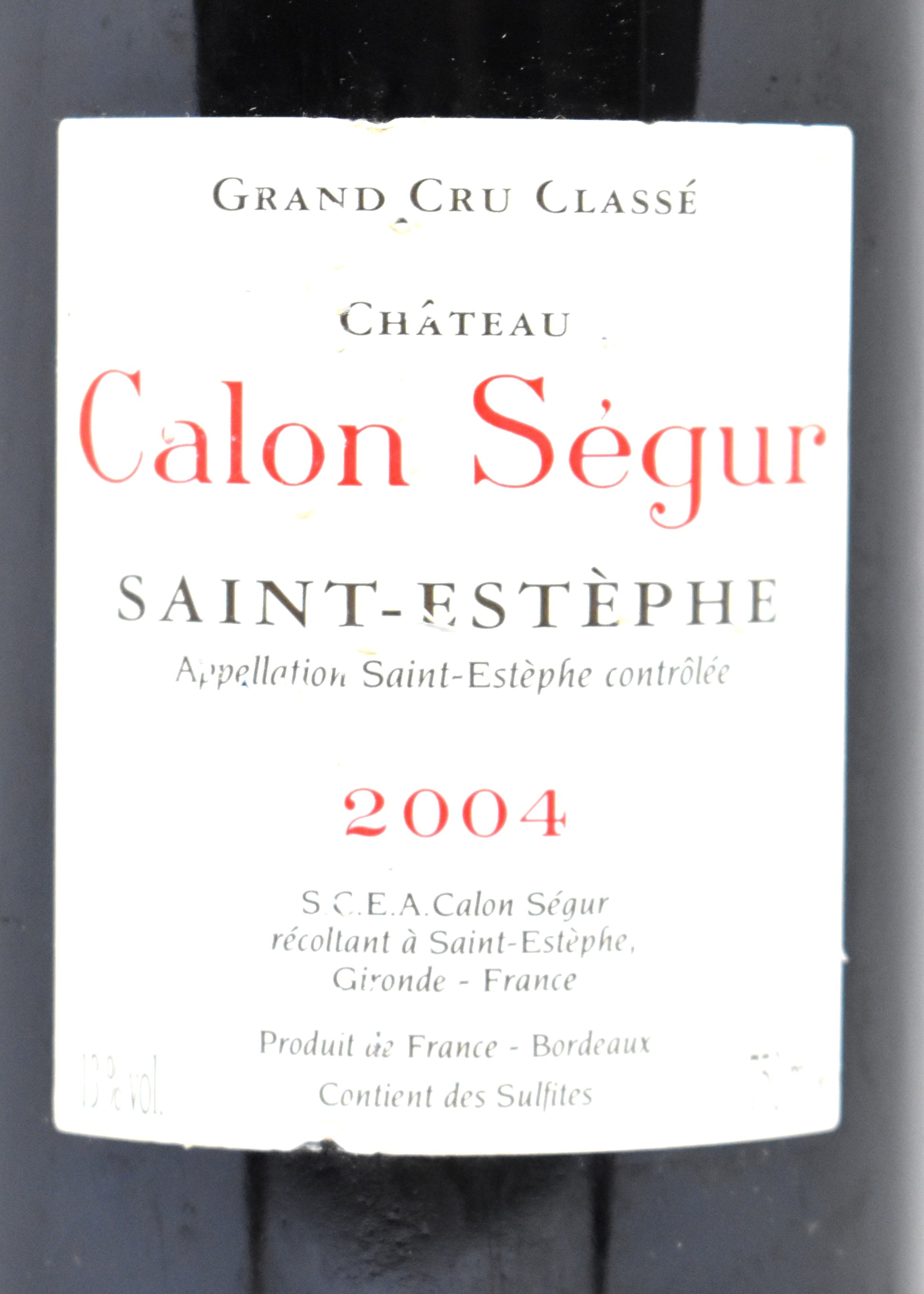 Offrir le vin au cœur millésime 2004 en Valais ou en Suisse Calon Ségur livraison rapide