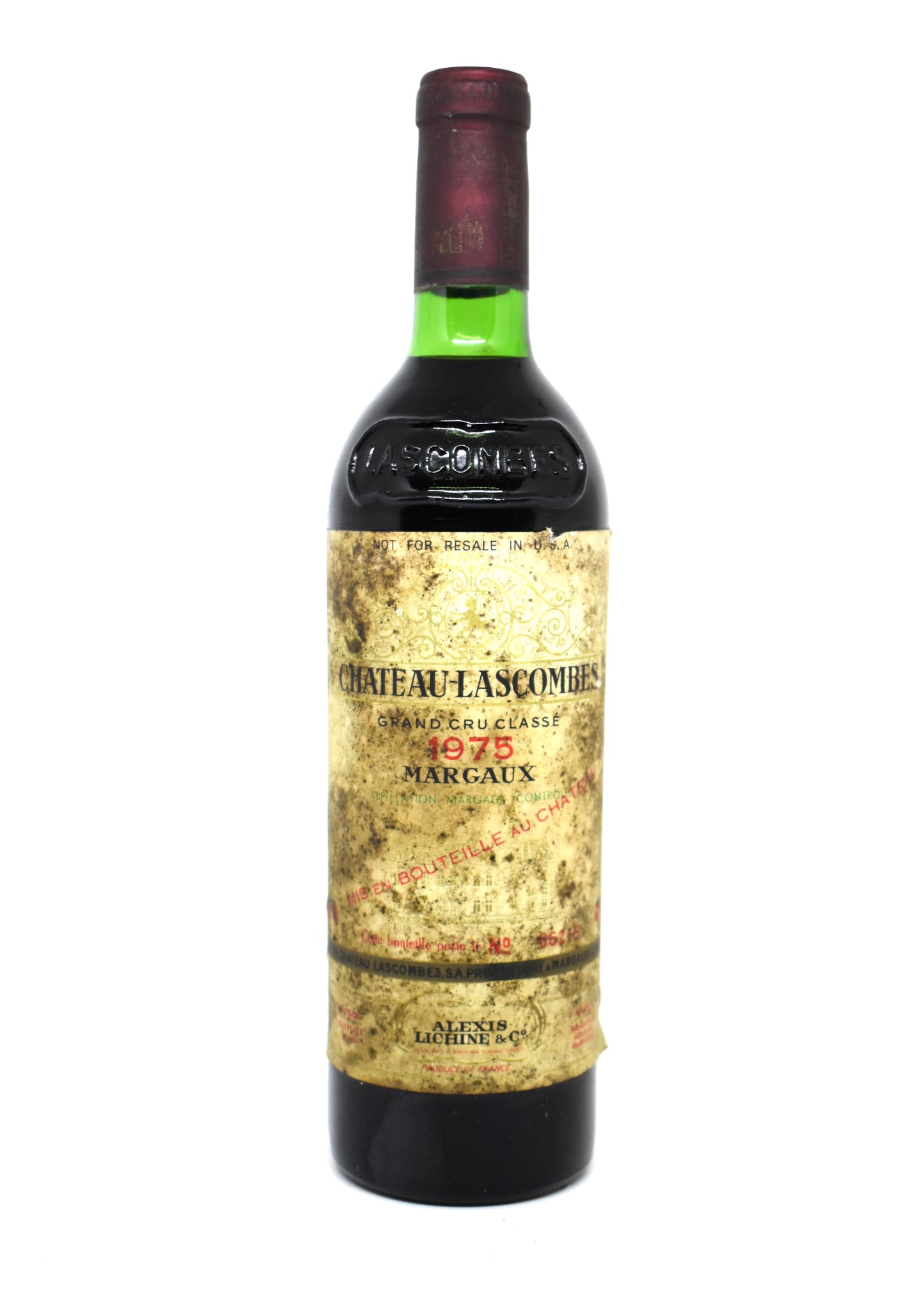 1975 vintage Bordeaux wine for sale rare Chateau Lascombes Margaux engraved bottle