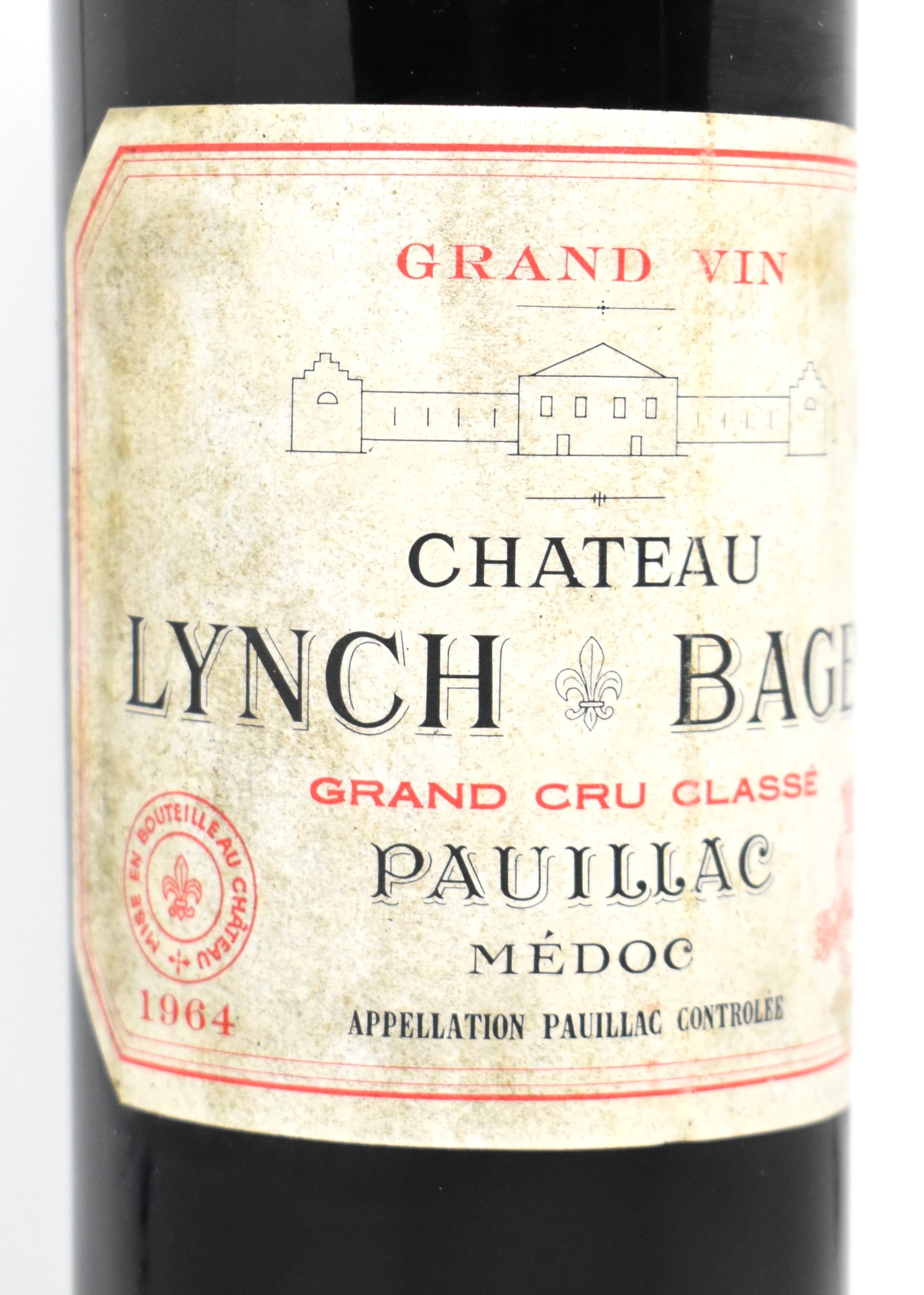 Flacon rare grand millesime vintage pauillac pas cher acheter une bouteille de Chateau Lynch Bages 1964