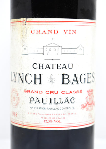 Vin de collection Lynch-Bages 1988 - Flacon rare envoi rapide et soigné en Suisse