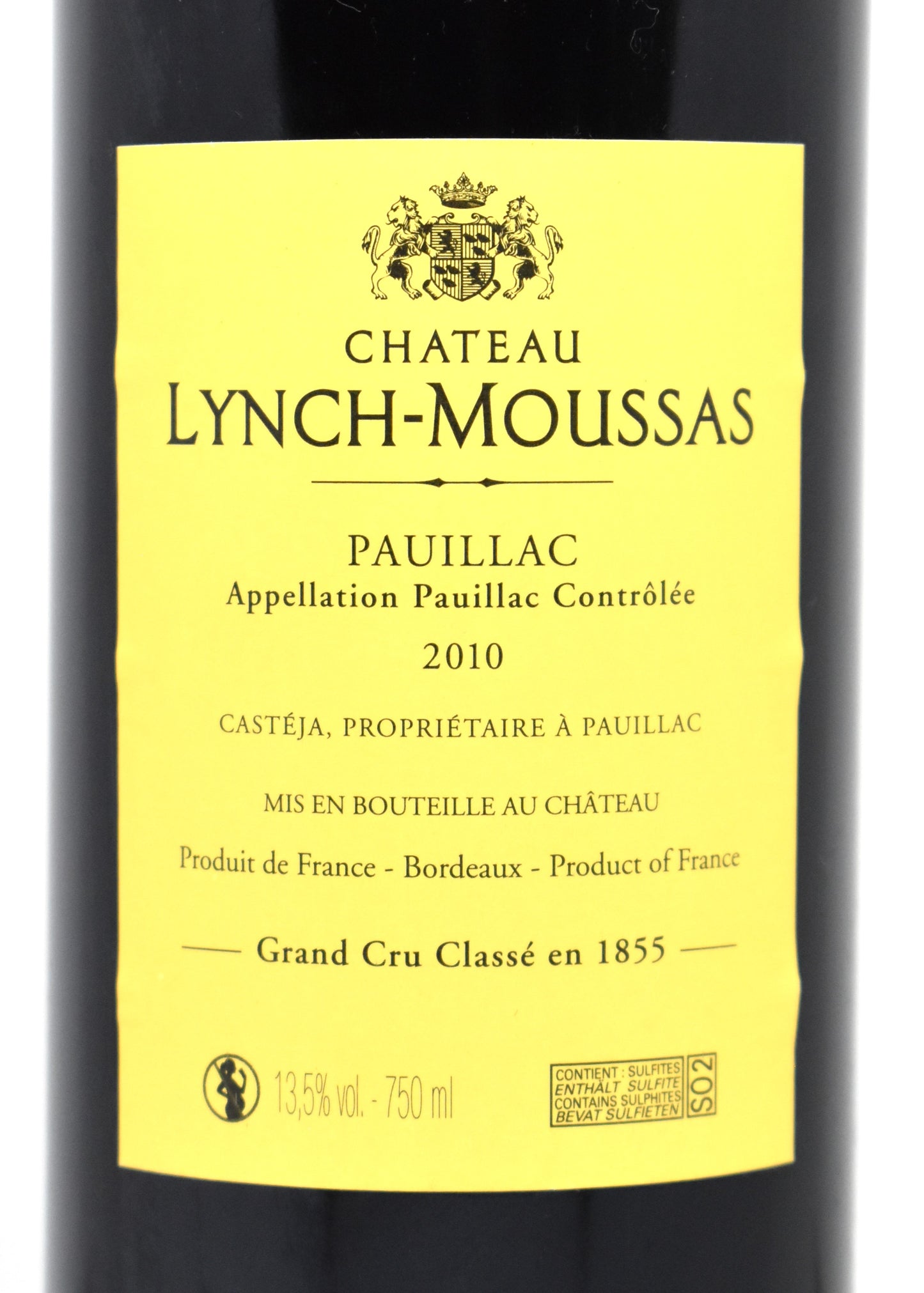 Chateau Lynch-Moussas 2010 pristine label and capsule condition premium wine