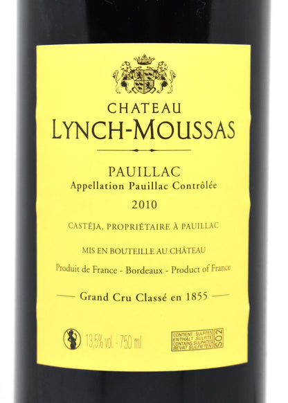 Chateau Lynch-Moussas 2010 pristine label and capsule condition premium wine