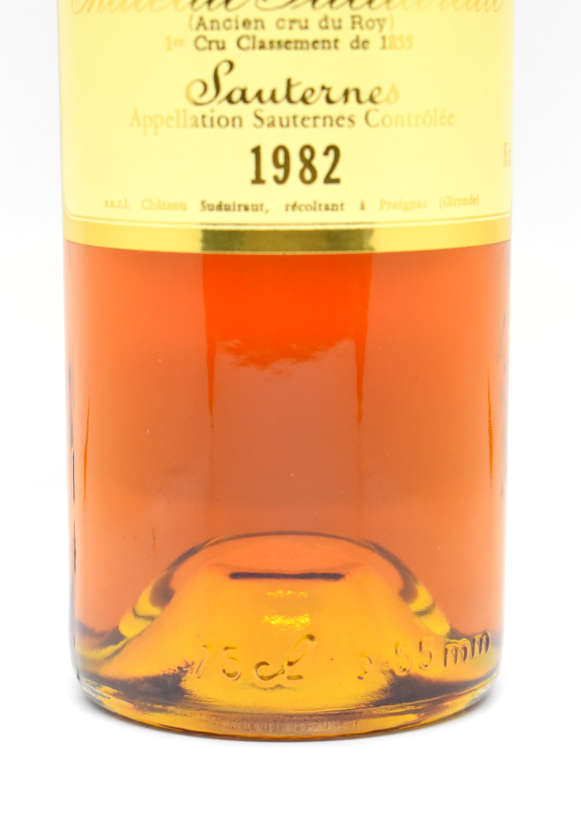 État de conservation bouteille Sauternes 1982 1er Cru Classé.