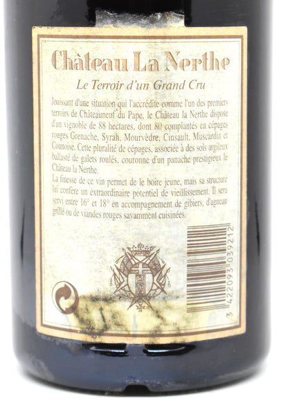 Achat vin du Rhone 1992 Chateauneuf du Pape Chateau La Nerthe livraison France