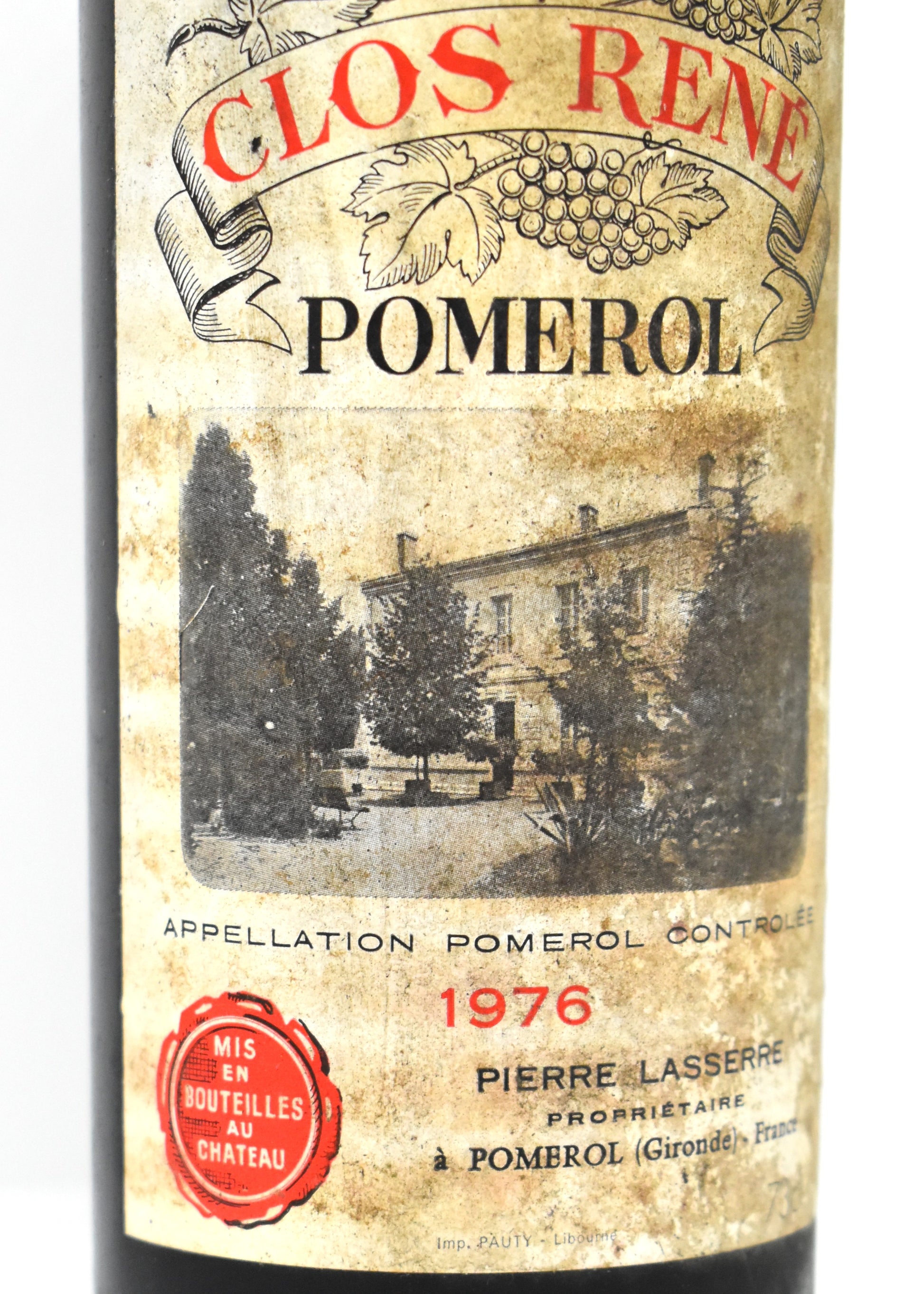 Zoom bouchon sain et solidaire bouteille Clos René 1976 - Expertise technique