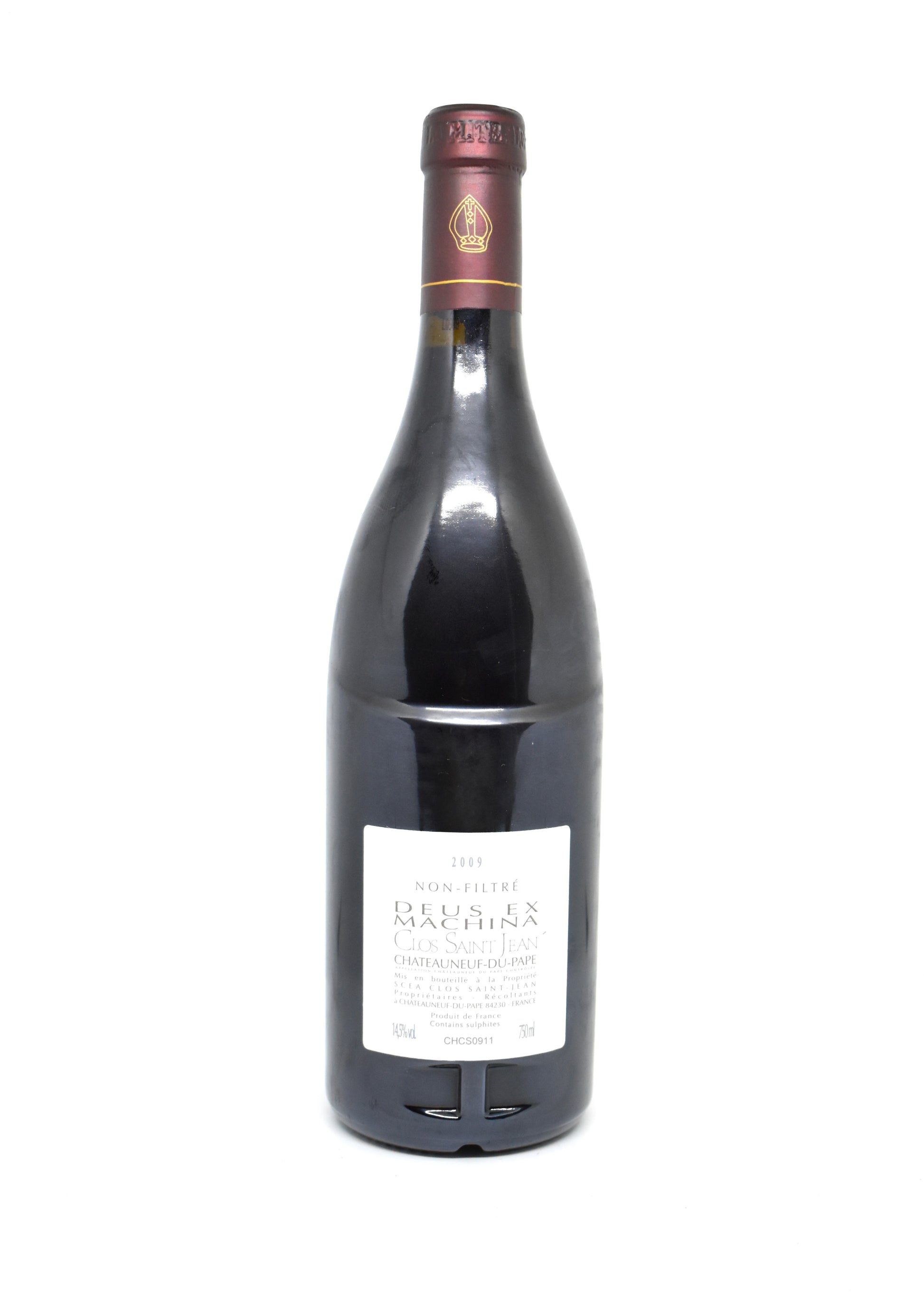 Collector red Rhone wine Clos Saint-Jean Deus Ex Machina 2009 mint condition bottle