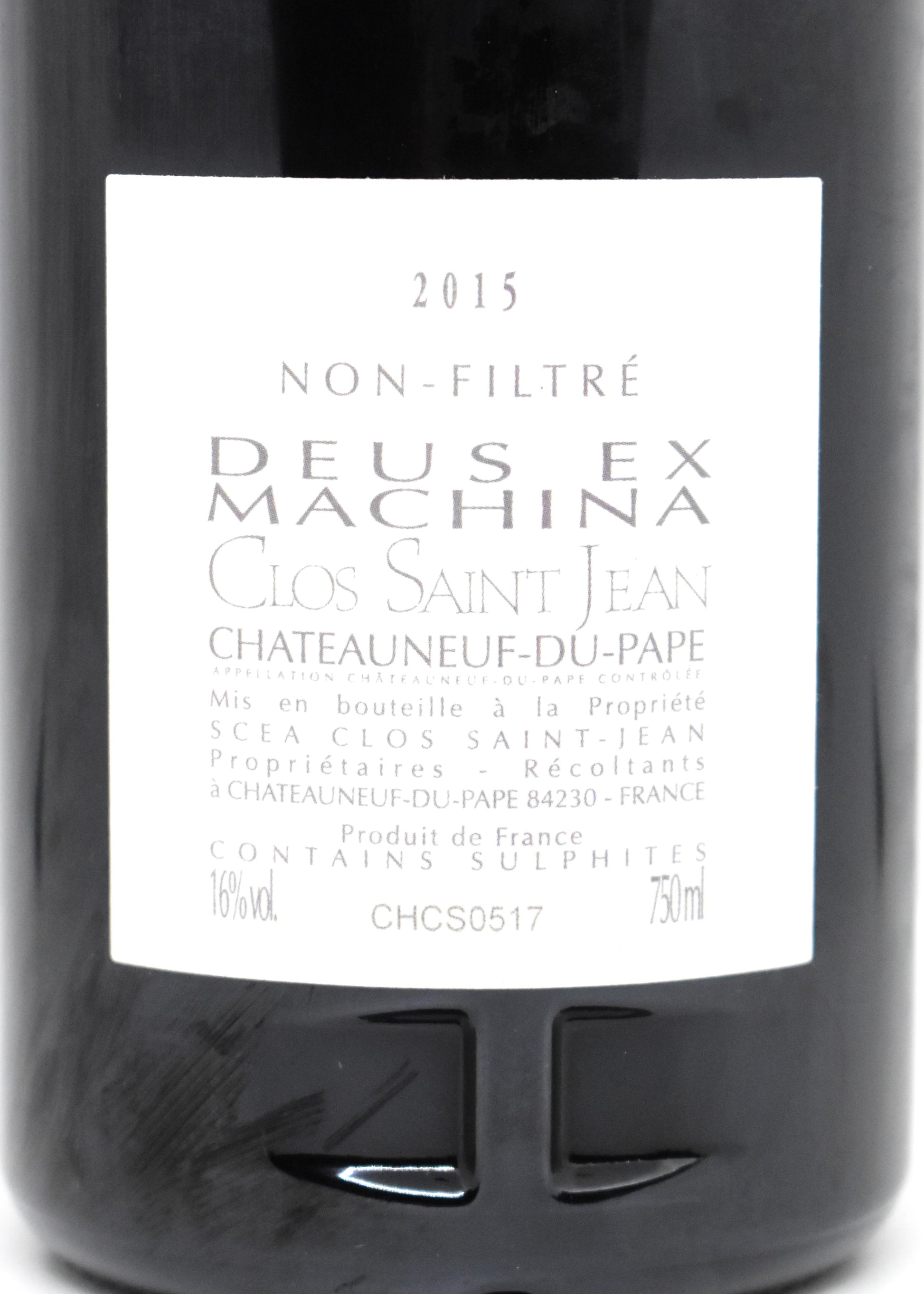 Rare 2015 Clos Saint-Jean Deus Ex Machina mint condition Swiss private cellar provenance