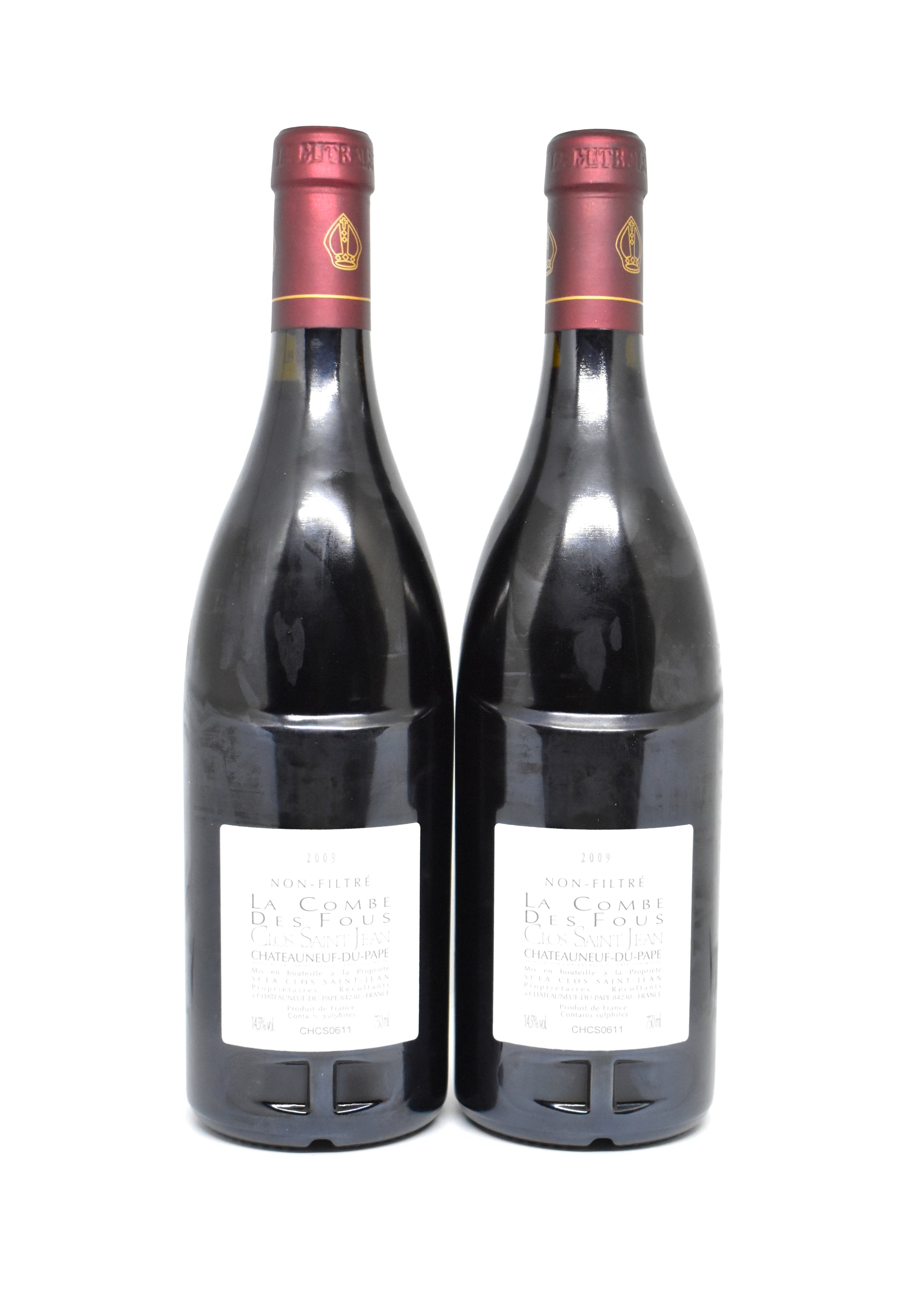 Flacon de collection vin rare Rhône Clos Saint Jean La Combe des Fous 2009 cave suisse