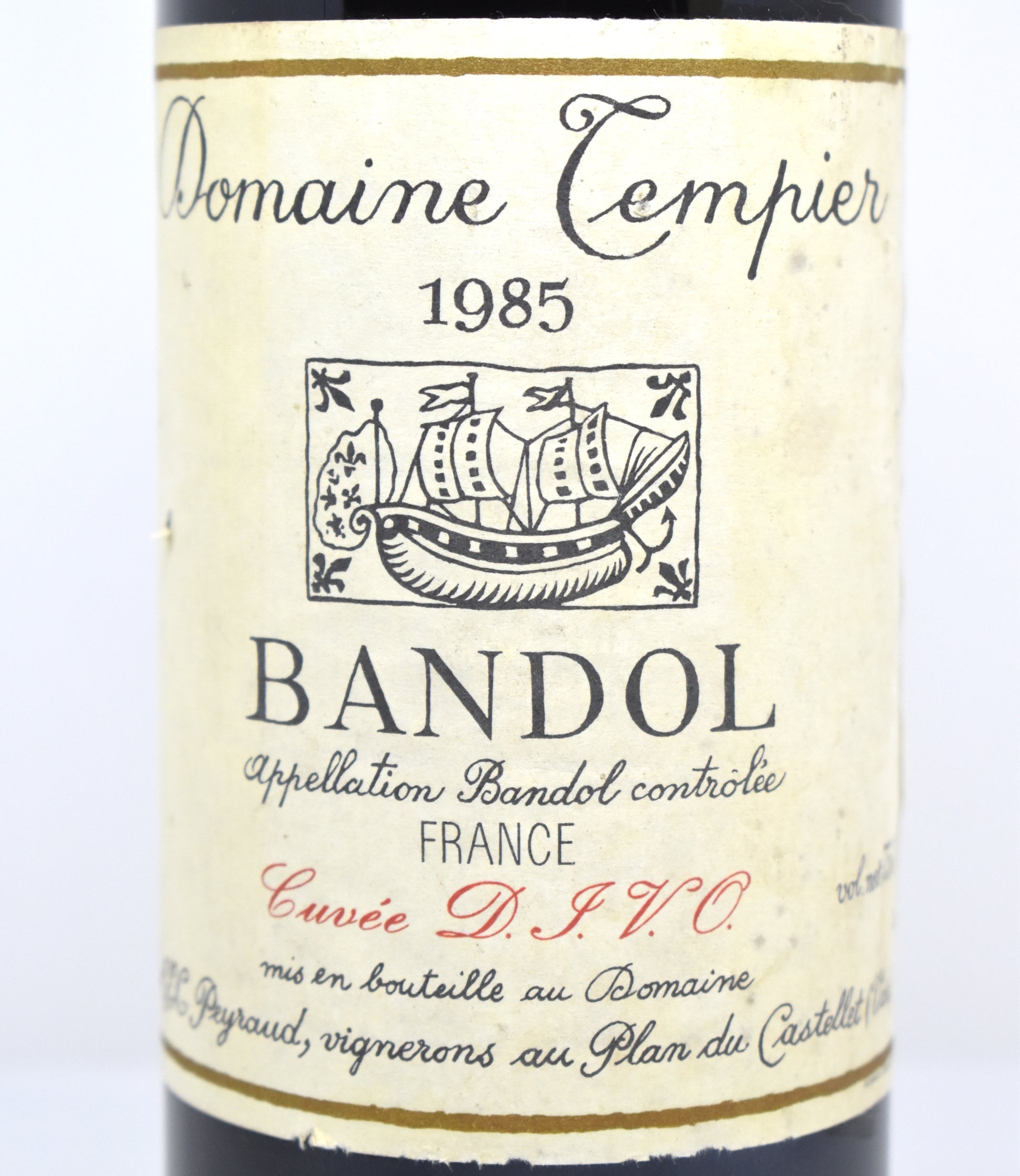 Achat Bandol Rouge DJVO 1985 Domaine Tempier niveau parfait